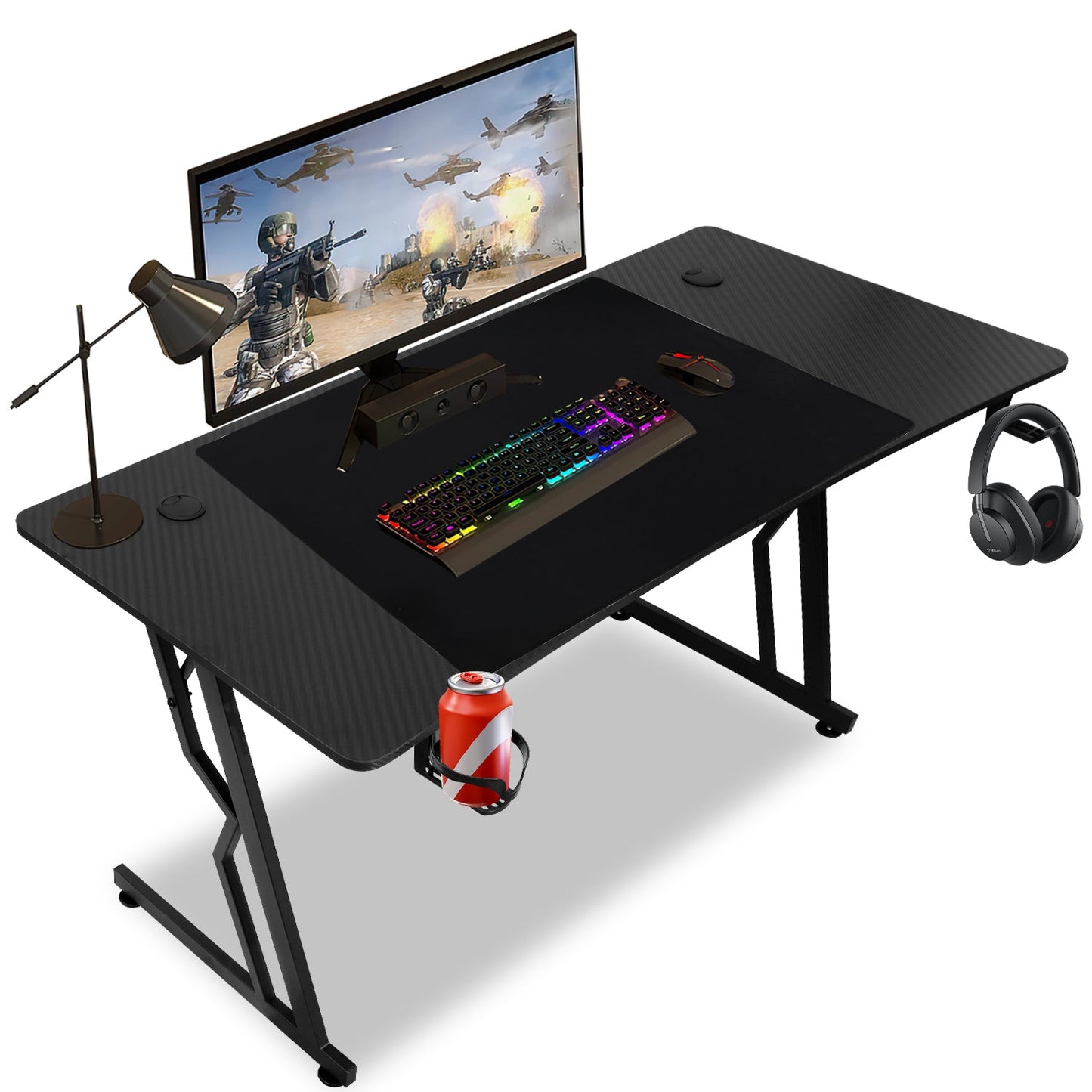 Gaming Schreibtisch, 120/140cm Ergonomischer Computertisch