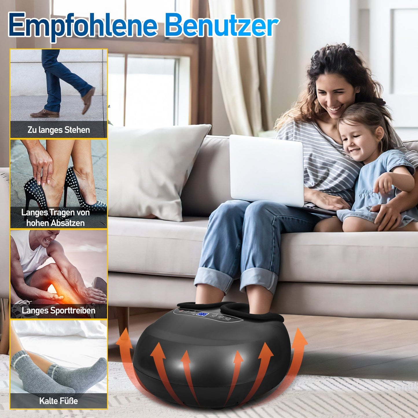 Fußmassagegerät mit Heizfunktion Knetmassage