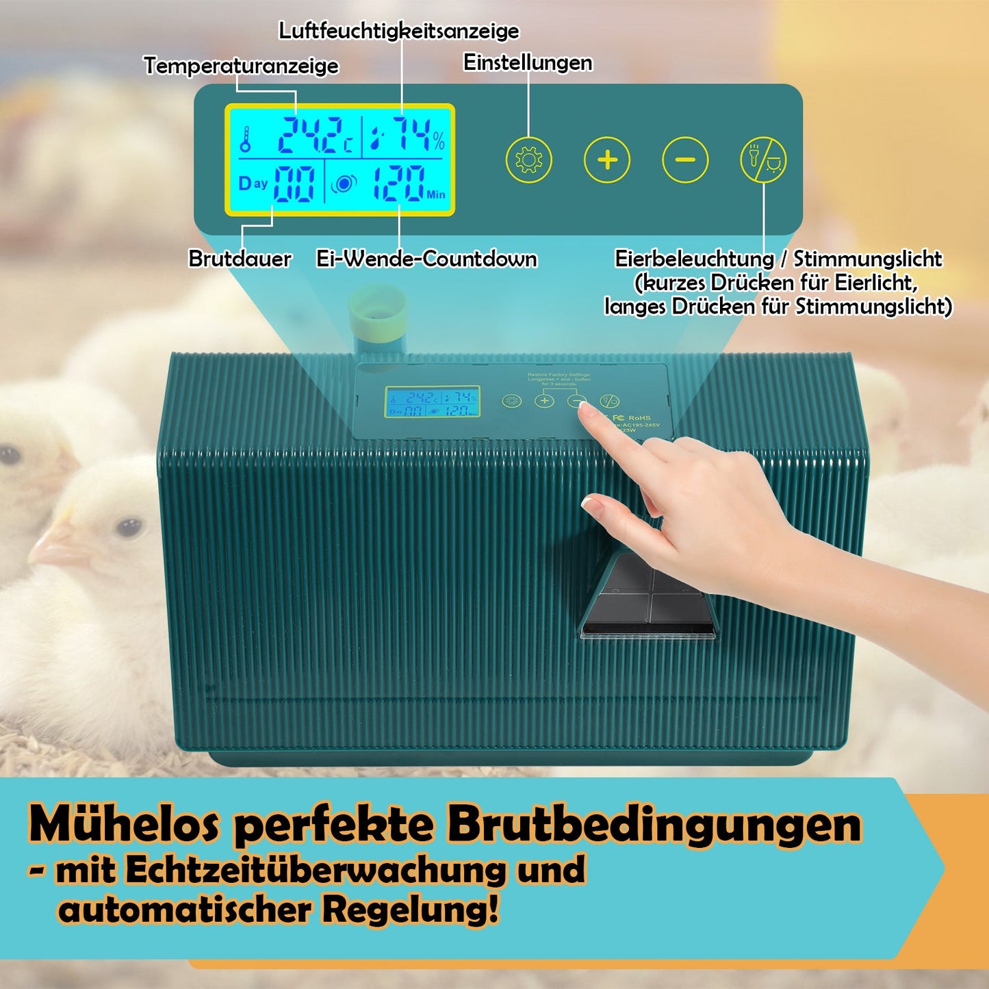 Brutmaschine Inkubator automatik fur 10 Hühnereier