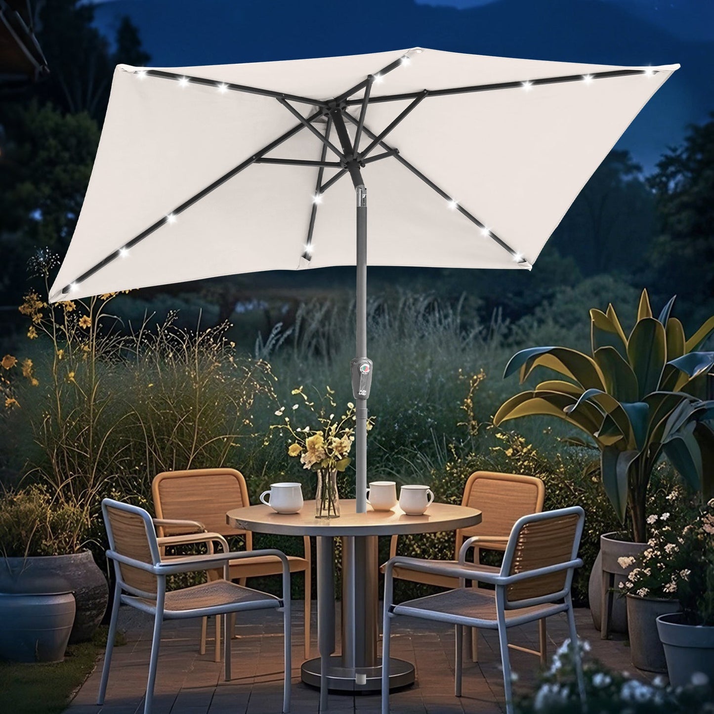 Sonnenschirm 210x140 / 300x200cm Rechteckig mit LED Solar