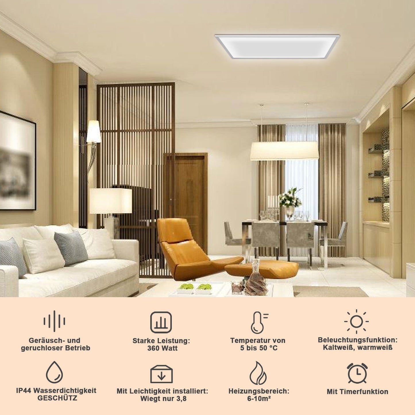 Infrarotheizung Elektroheizer Decke WIFI 360/770W