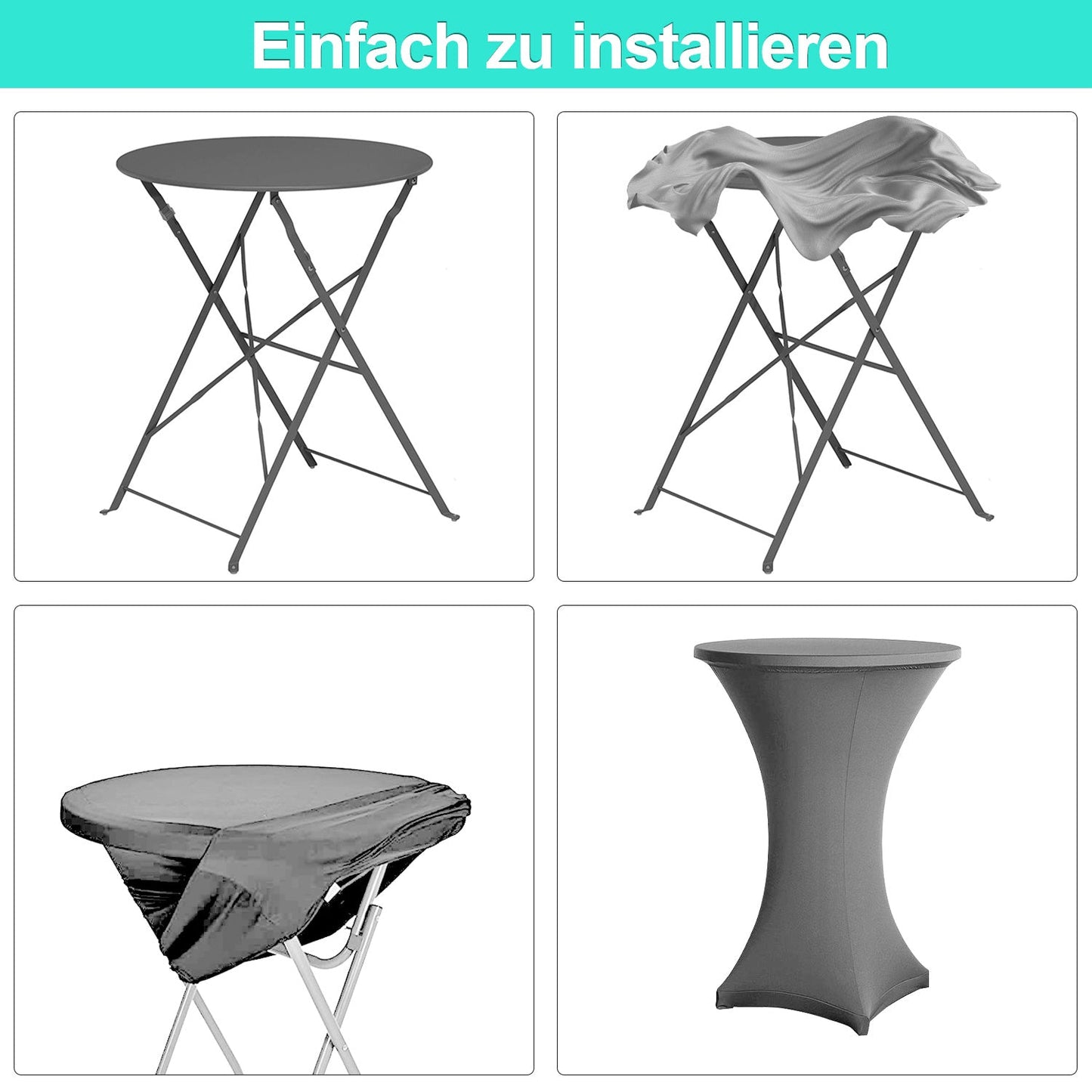 Stehtischhusse Stretch Tischdecke Grau