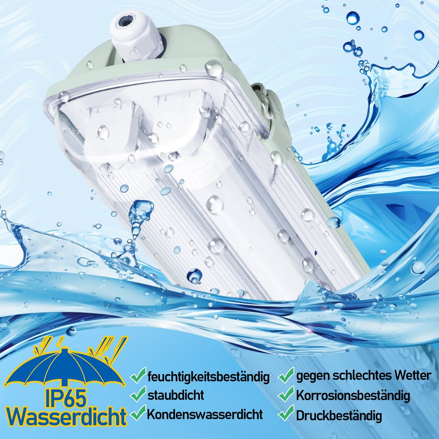 LED Feuchtraumleuchte 2x 24W 150 cm T8 Kaltweiß/Neutralweiß