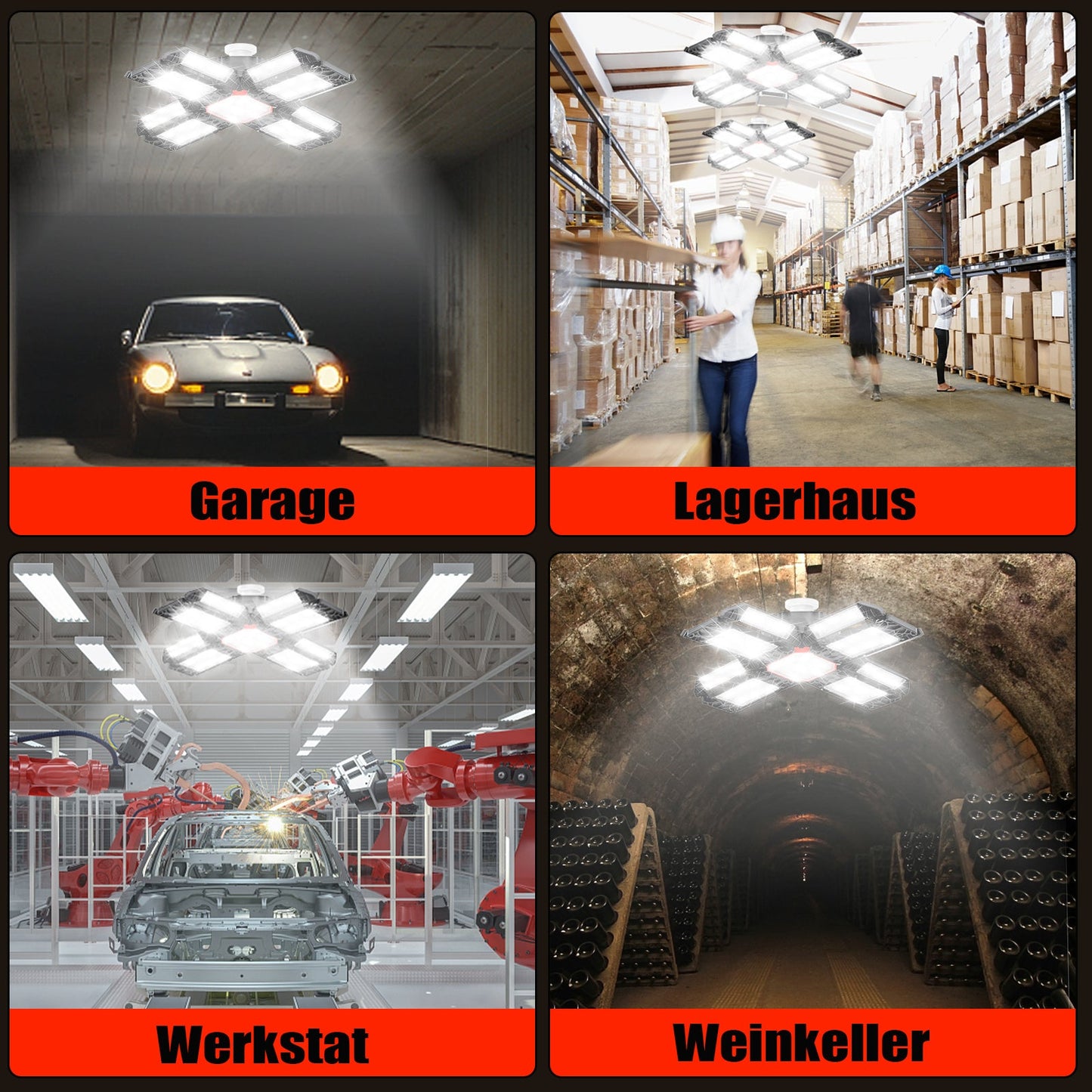 Led Werkstatt Deckenleuchte Verstellbaren Paneelen 200W