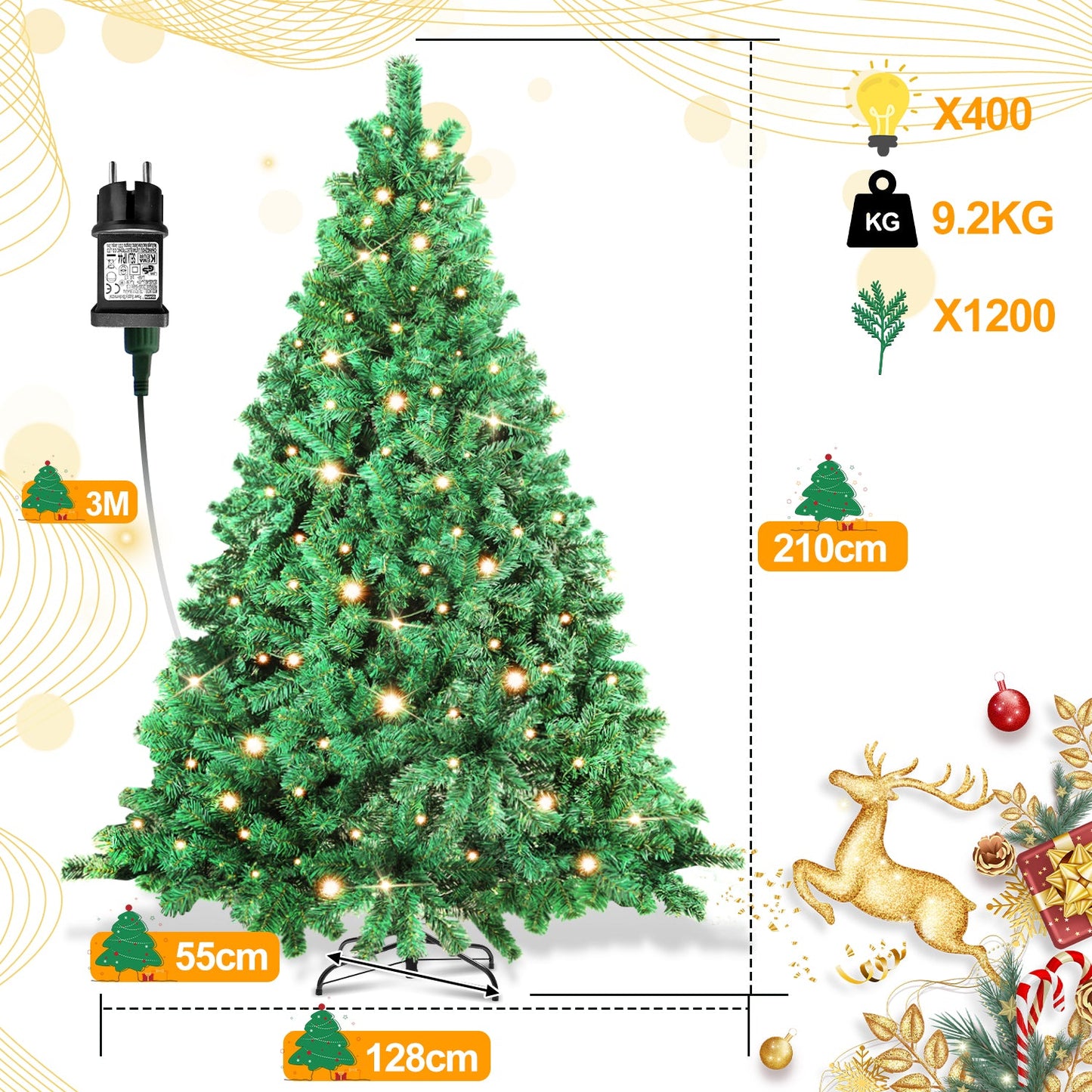 Weihnachtsbaum künstlich mit Beleuchtung