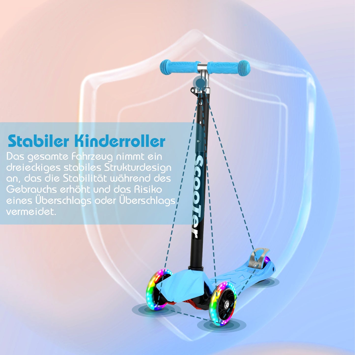 Kinderroller Kinderscooter mit LED Räder