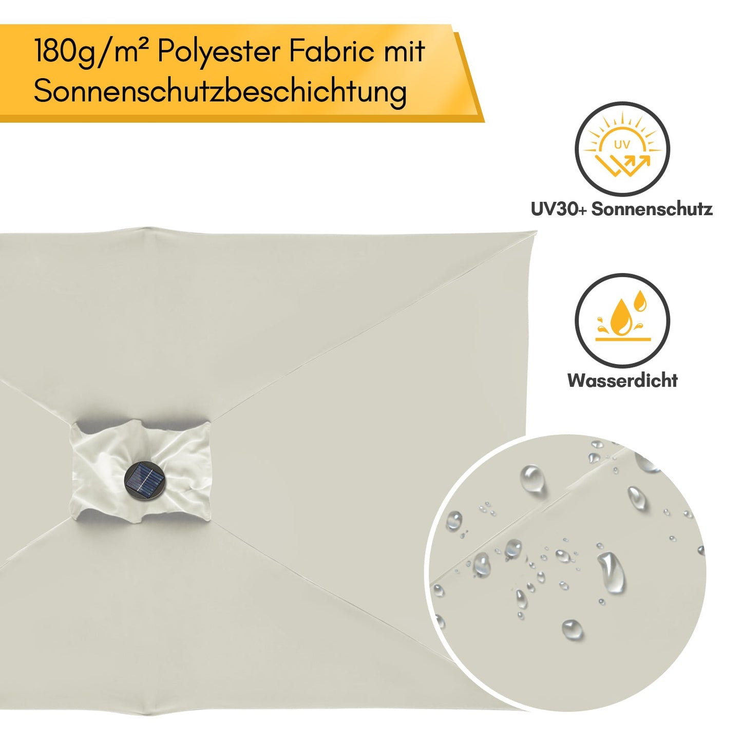 Sonnenschirm 210x140 / 300x200cm Rechteckig mit LED Solar