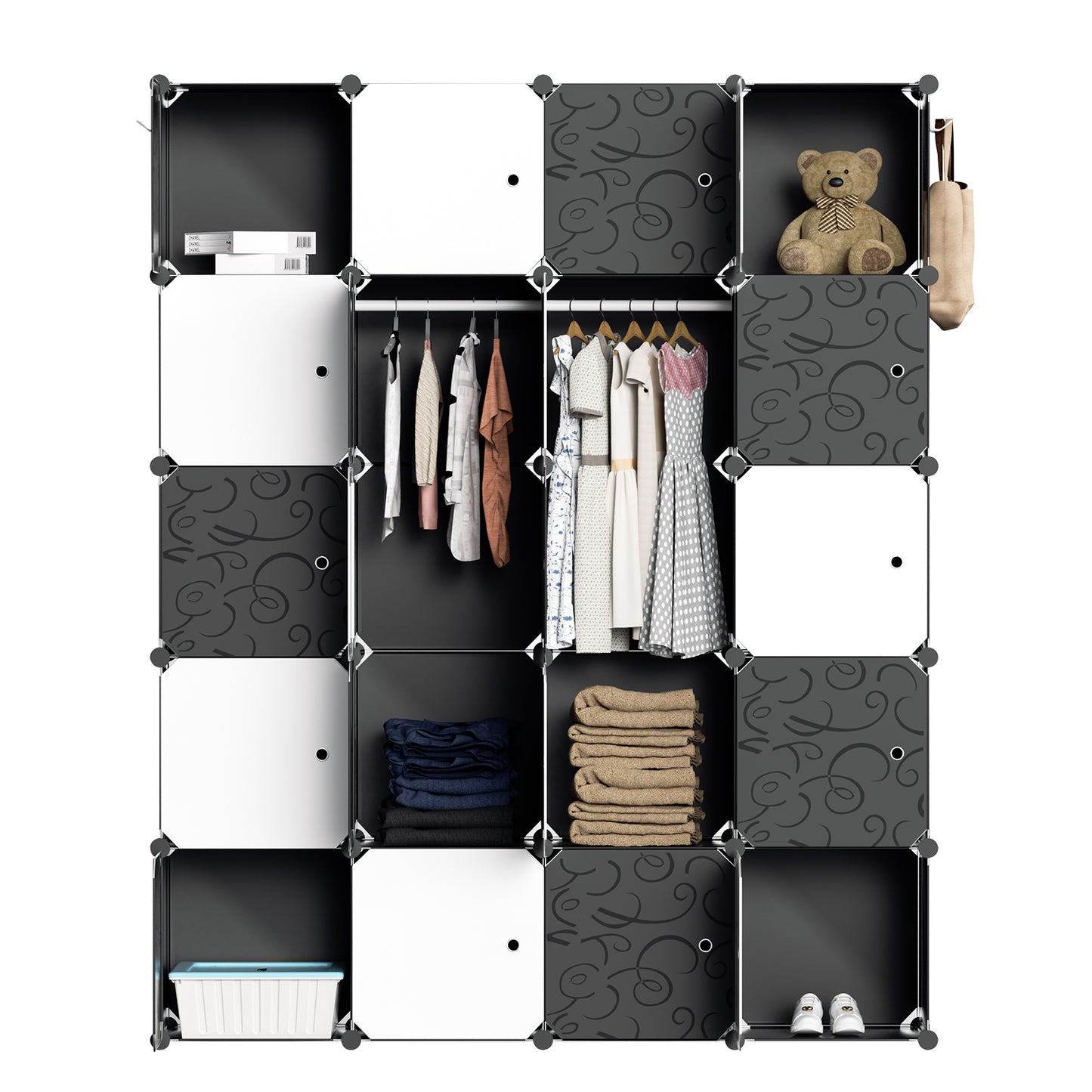 DIY Kleiderschrank, 12/16/20 Würfel, Regalsystem, Offen Kunststoff Garderobe, Steckregal