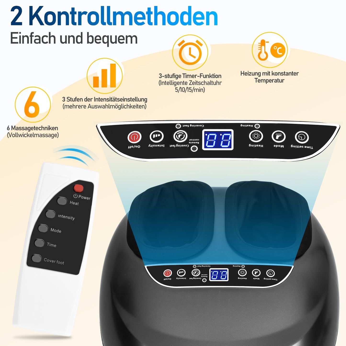 Fußmassagegerät mit Heizfunktion Knetmassage