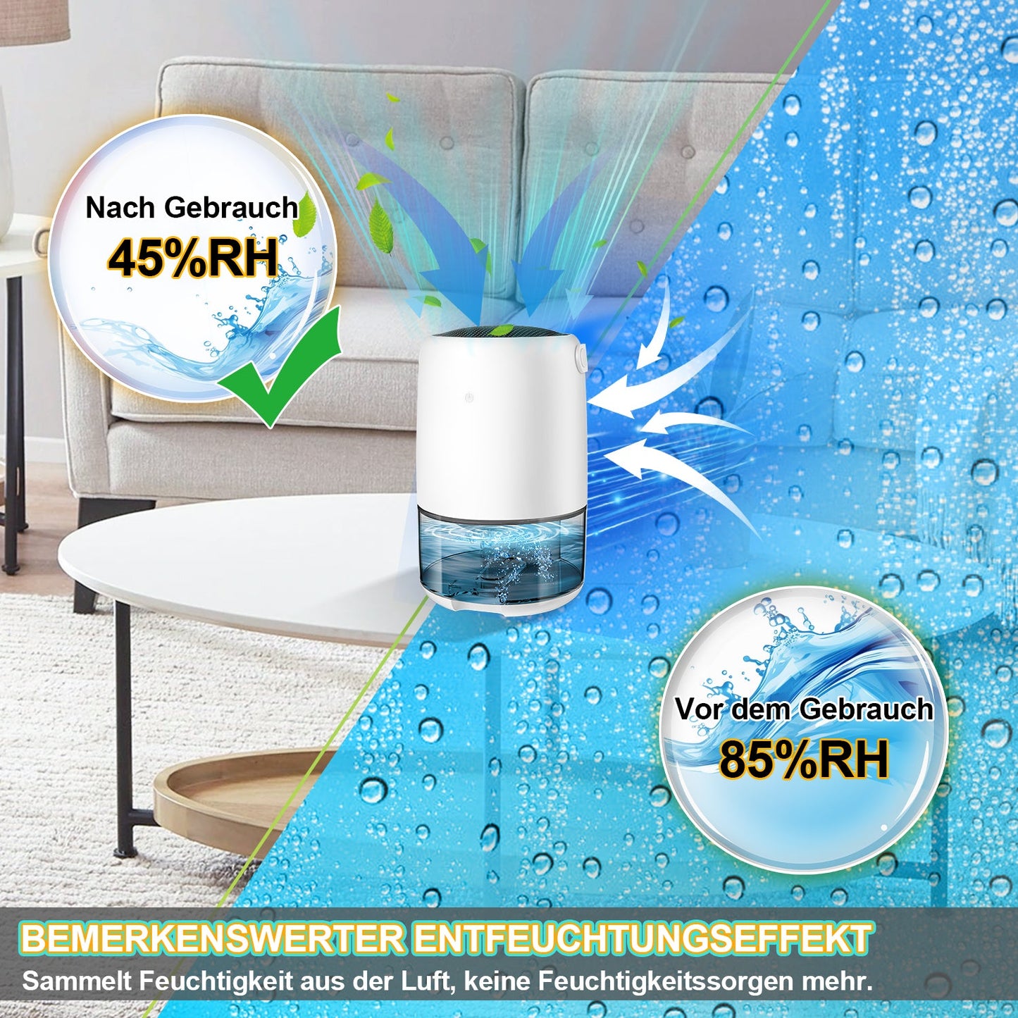 Luftentfeuchter 1100 ml Mini Tragbarer
