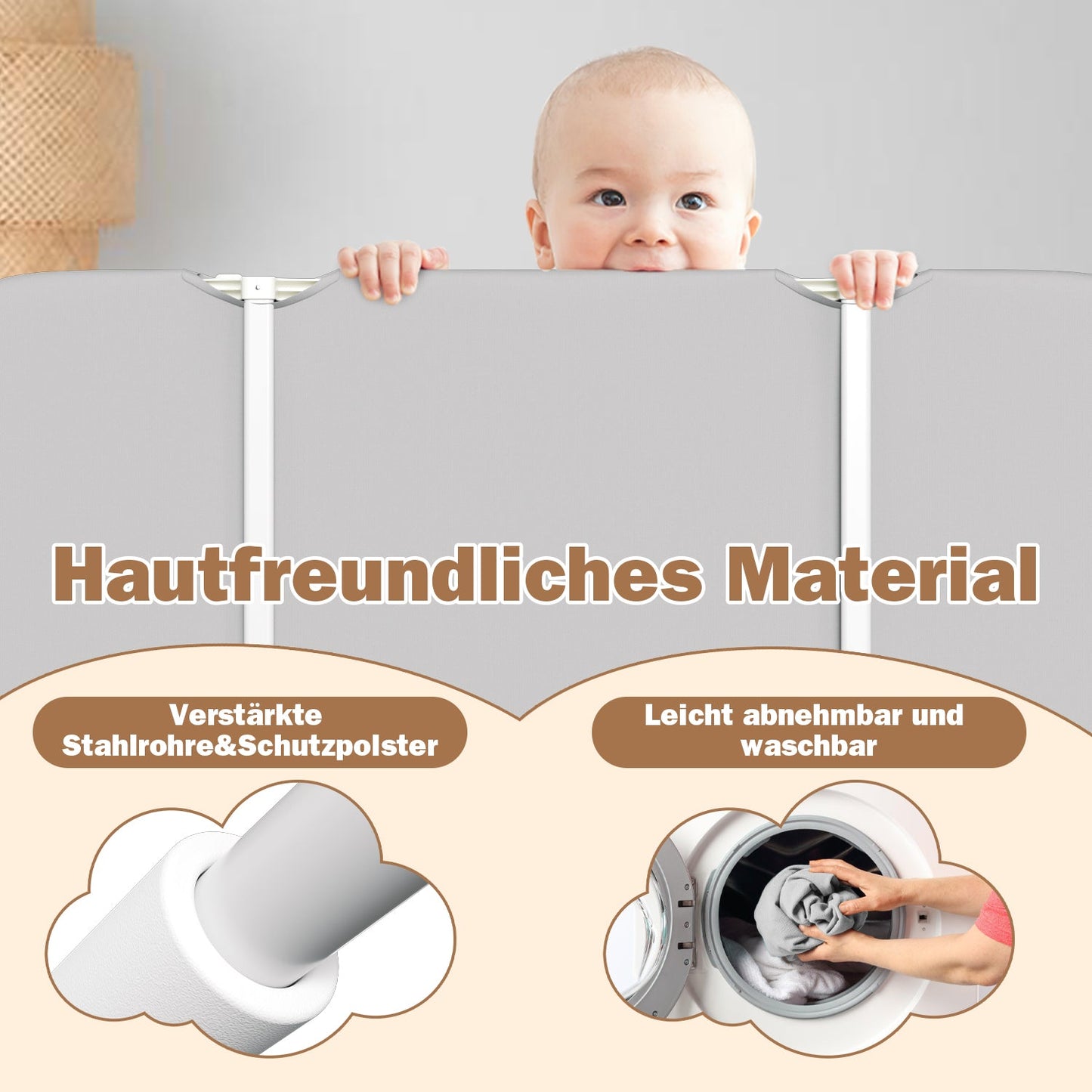 Bettgitter Rausfallschutz Klappbar, 120/150/180cm, Höhenverstellbar, Bettschutzgitter, Tragbar Kinderbettgitter