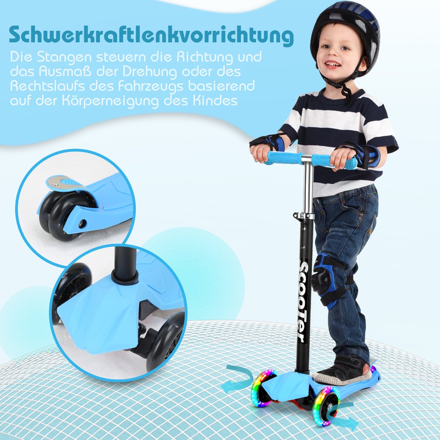 Kinderroller Kinderscooter mit LED Räder