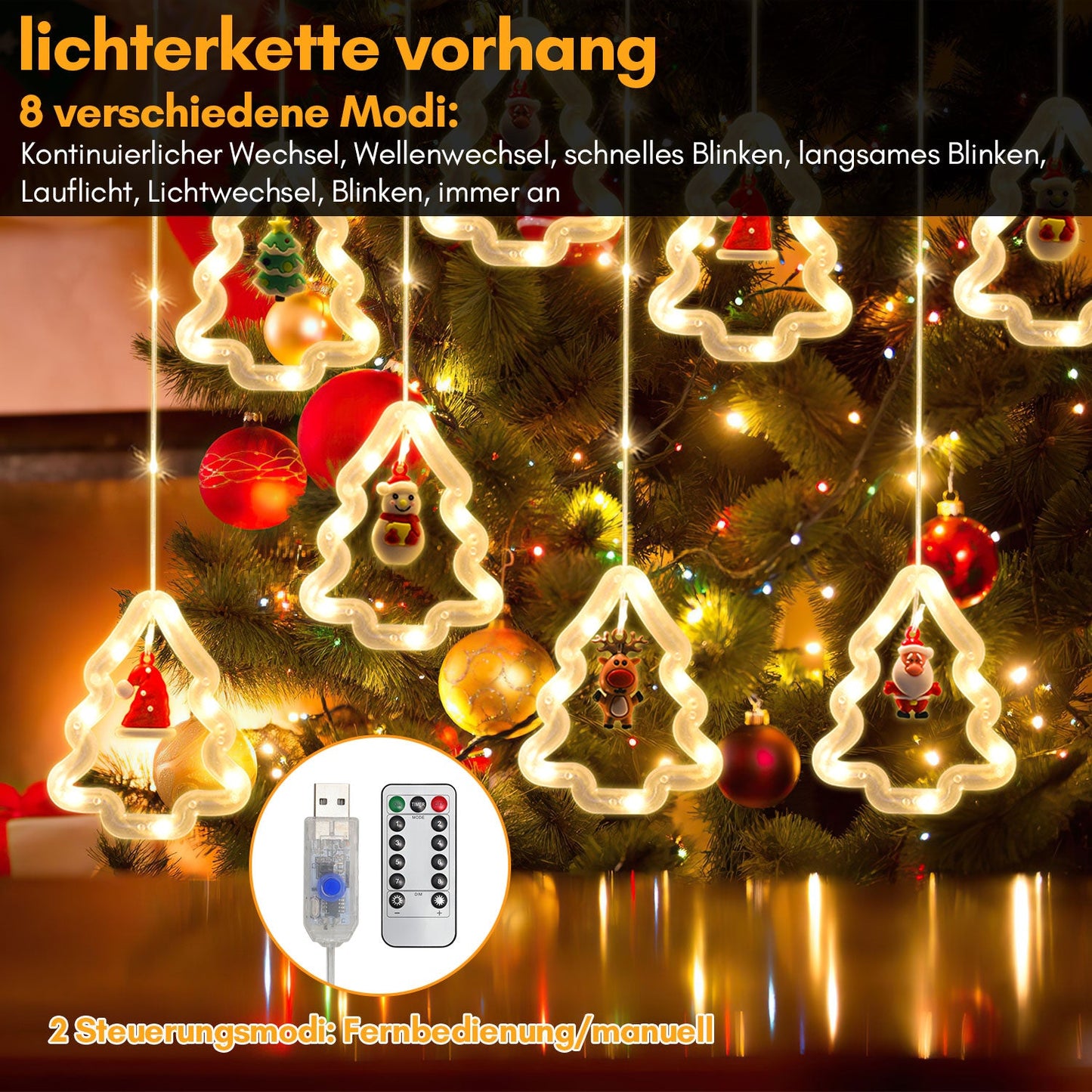 LED Weihnachtsbeleuchtung Lichtervorhang 3M