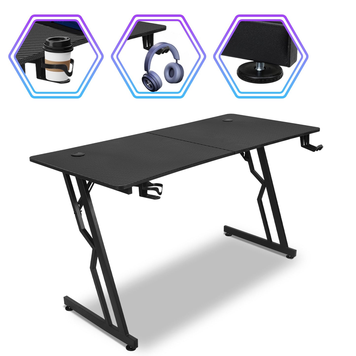Gaming Schreibtisch, 120/140cm Ergonomischer Computertisch