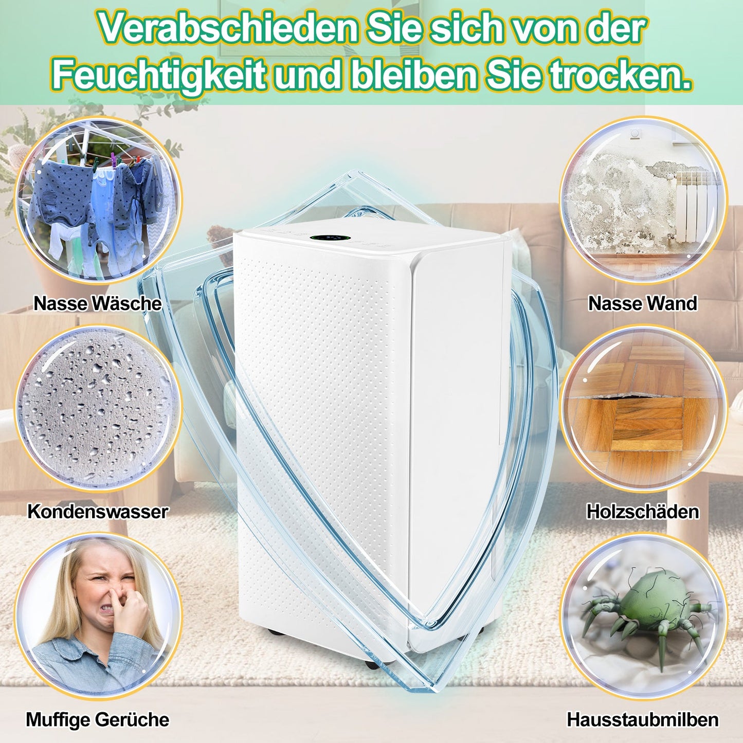 Luftentfeuchter 16L mit Timerfunktion, Wäschetrockungsfunktion, Abtaufunktion