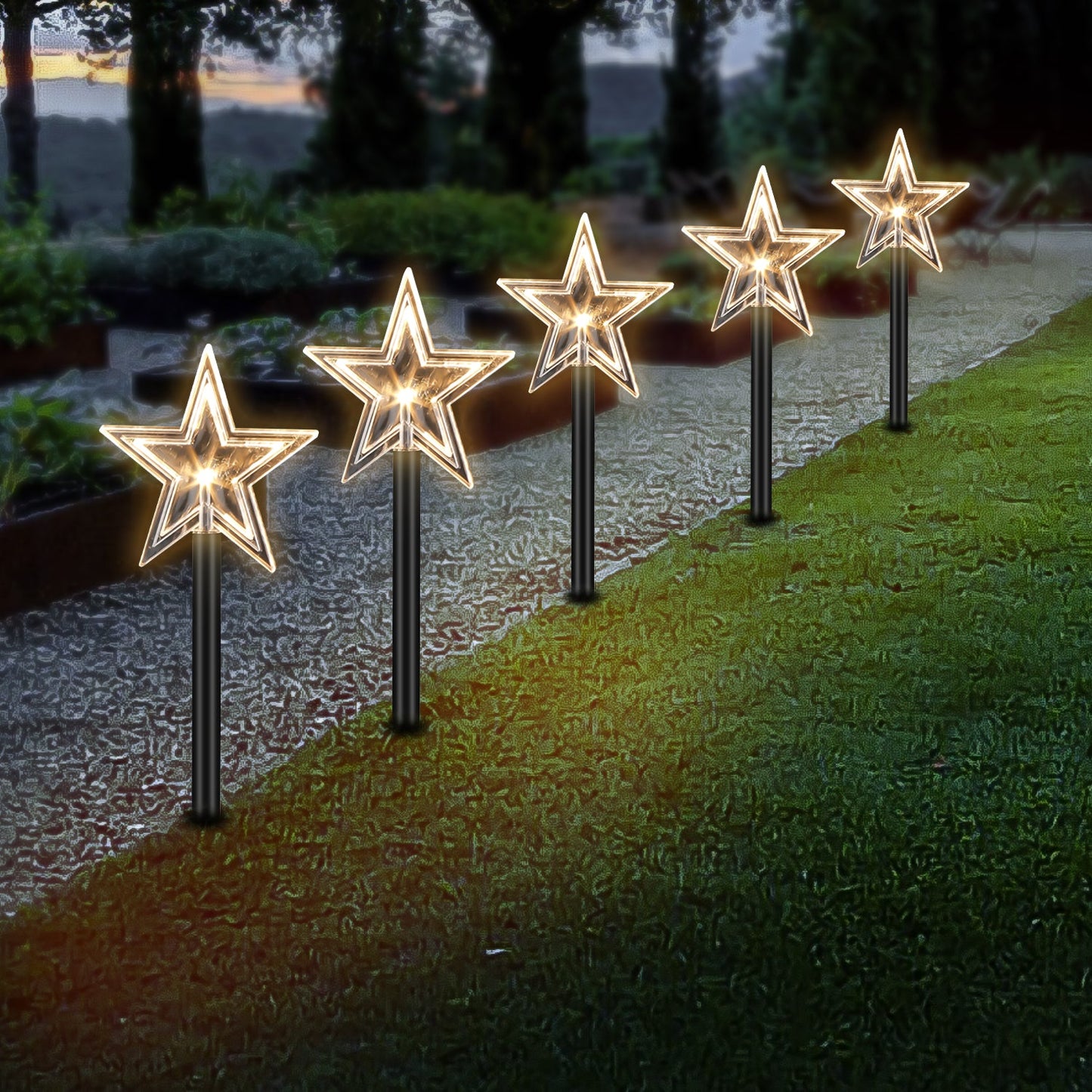 5 Pcs Sterne Weihnachtsbeleuchtung Gartenleuchte