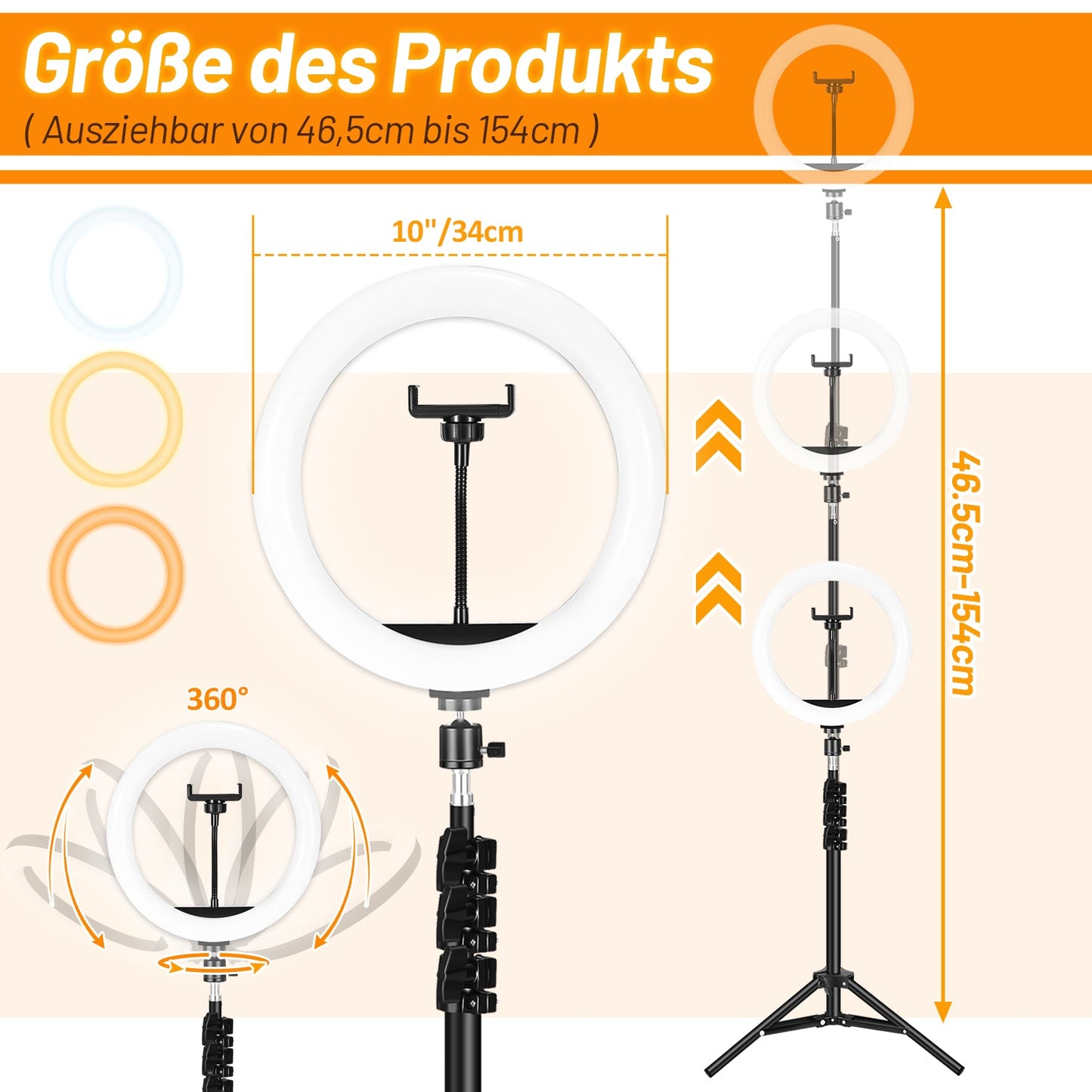 10 Zoll Ringlicht Dimmbare mit Stativ