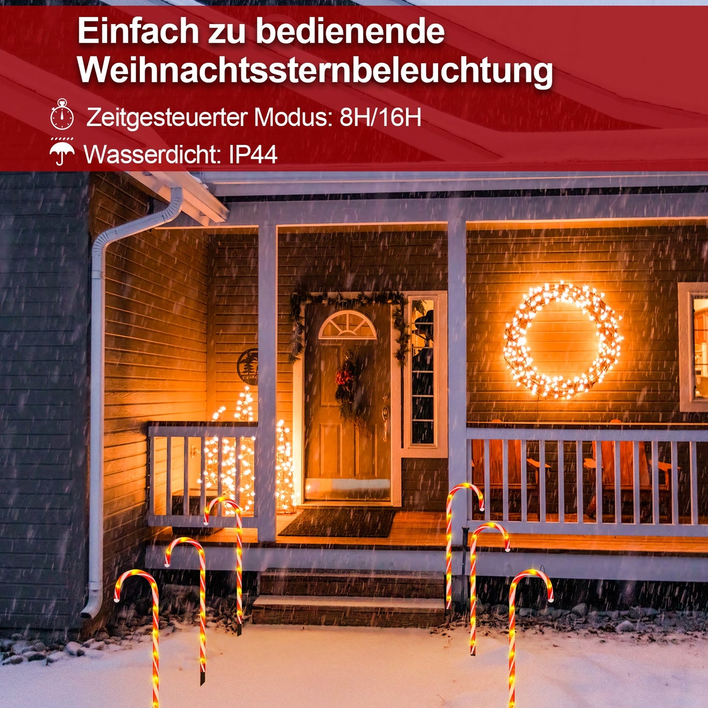 4x LED Zuckerstangen Weihnachtsdeko Außenleuchte