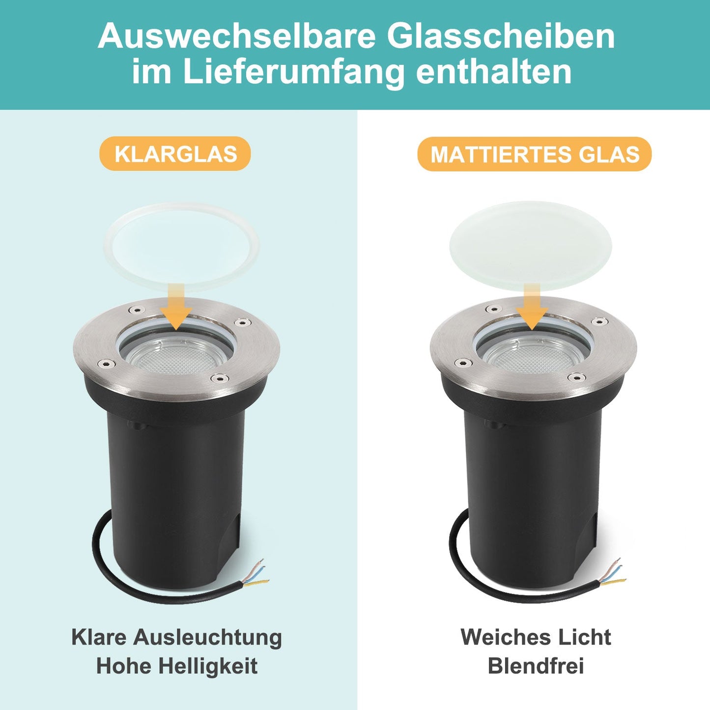 LED Bodeneinbaustrahler 3W Naturweiß mit Mattierten Ersatzlinsen