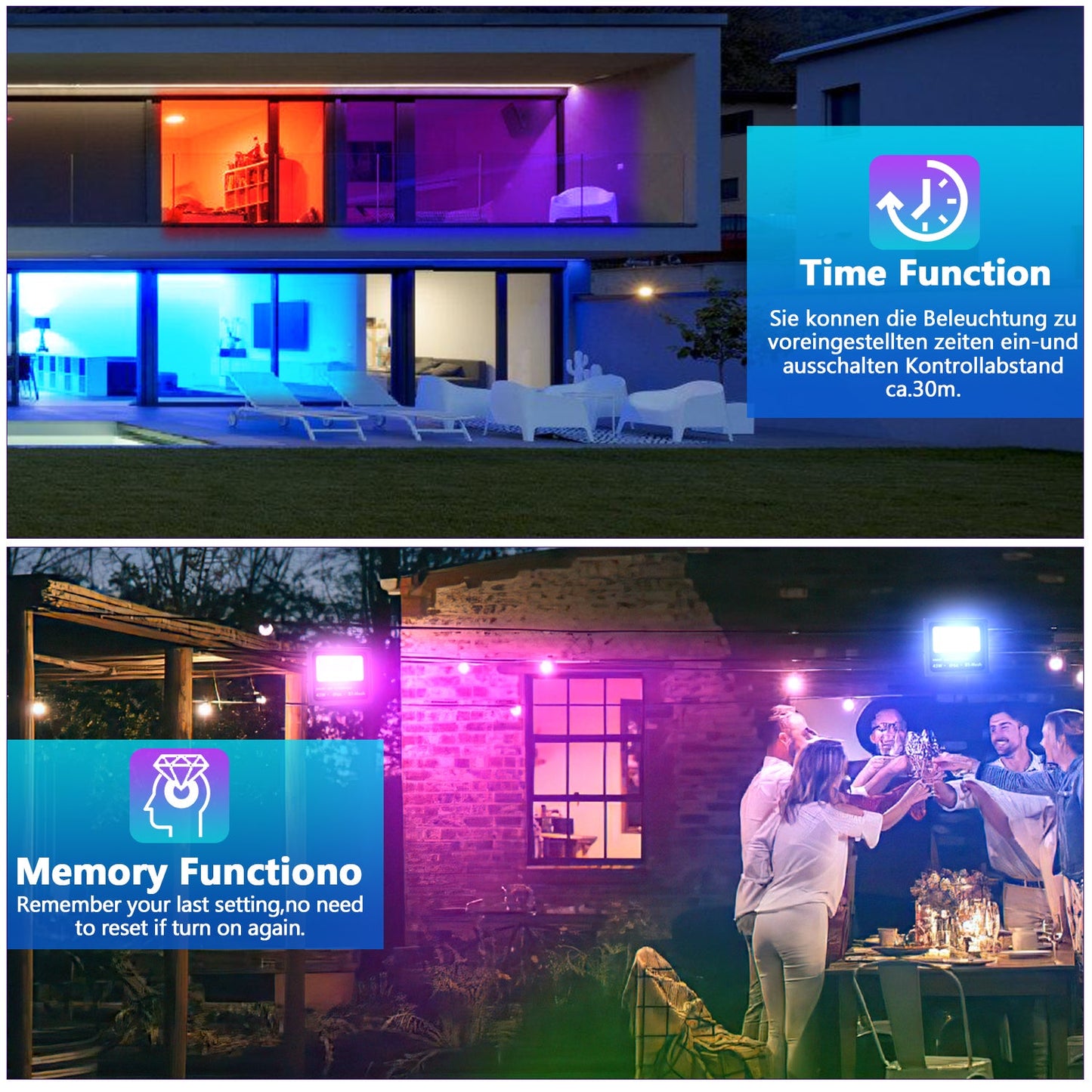 RGB LED Strahler 50W 2 Stück Bluetooth APP-Steuerung