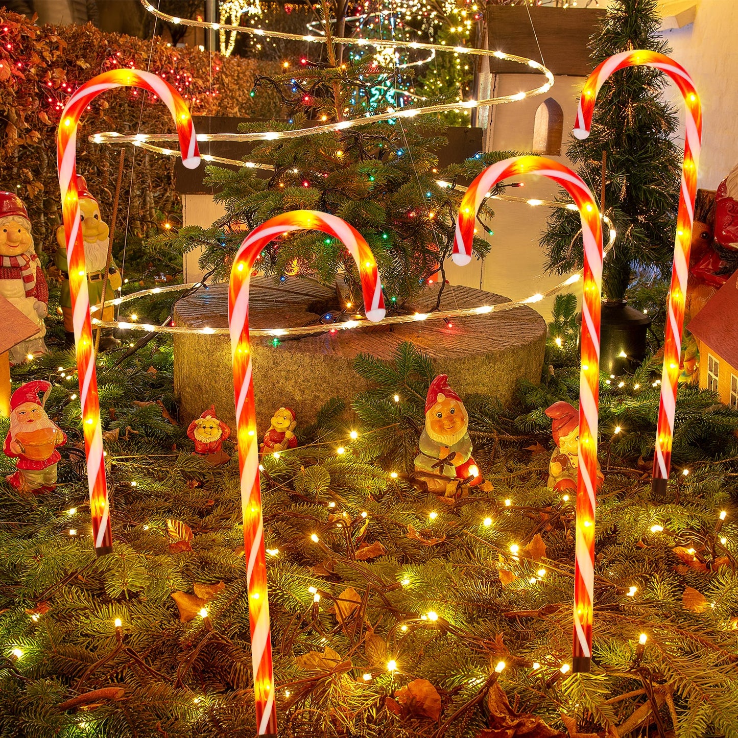 4x LED Zuckerstangen Weihnachtsdeko Außenleuchte