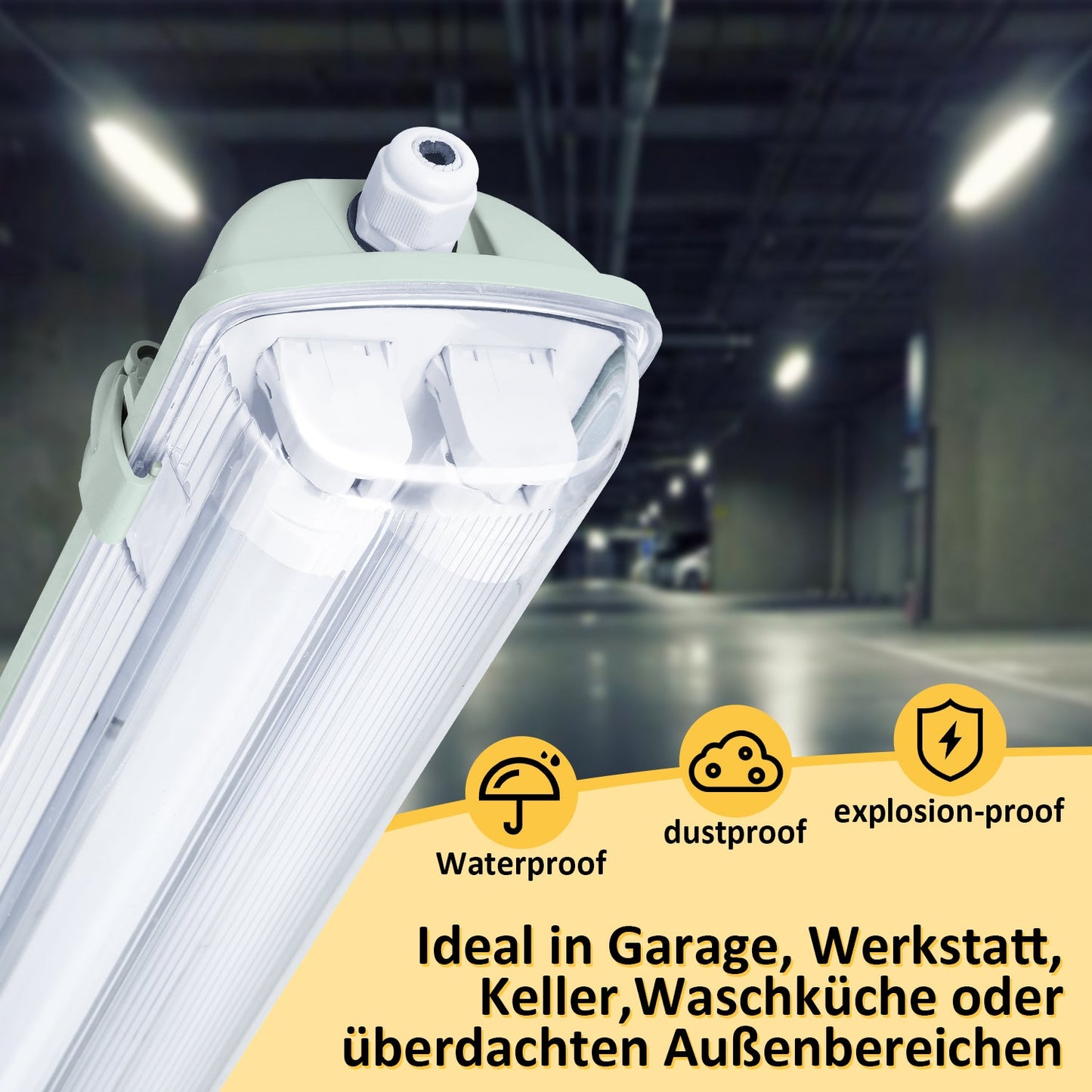 LED Feuchtraumleuchte 2x 24W 150 cm T8 Kaltweiß/Neutralweiß