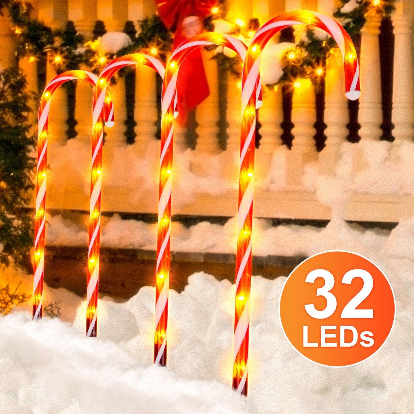 4x LED Zuckerstangen Weihnachtsdeko Außenleuchte