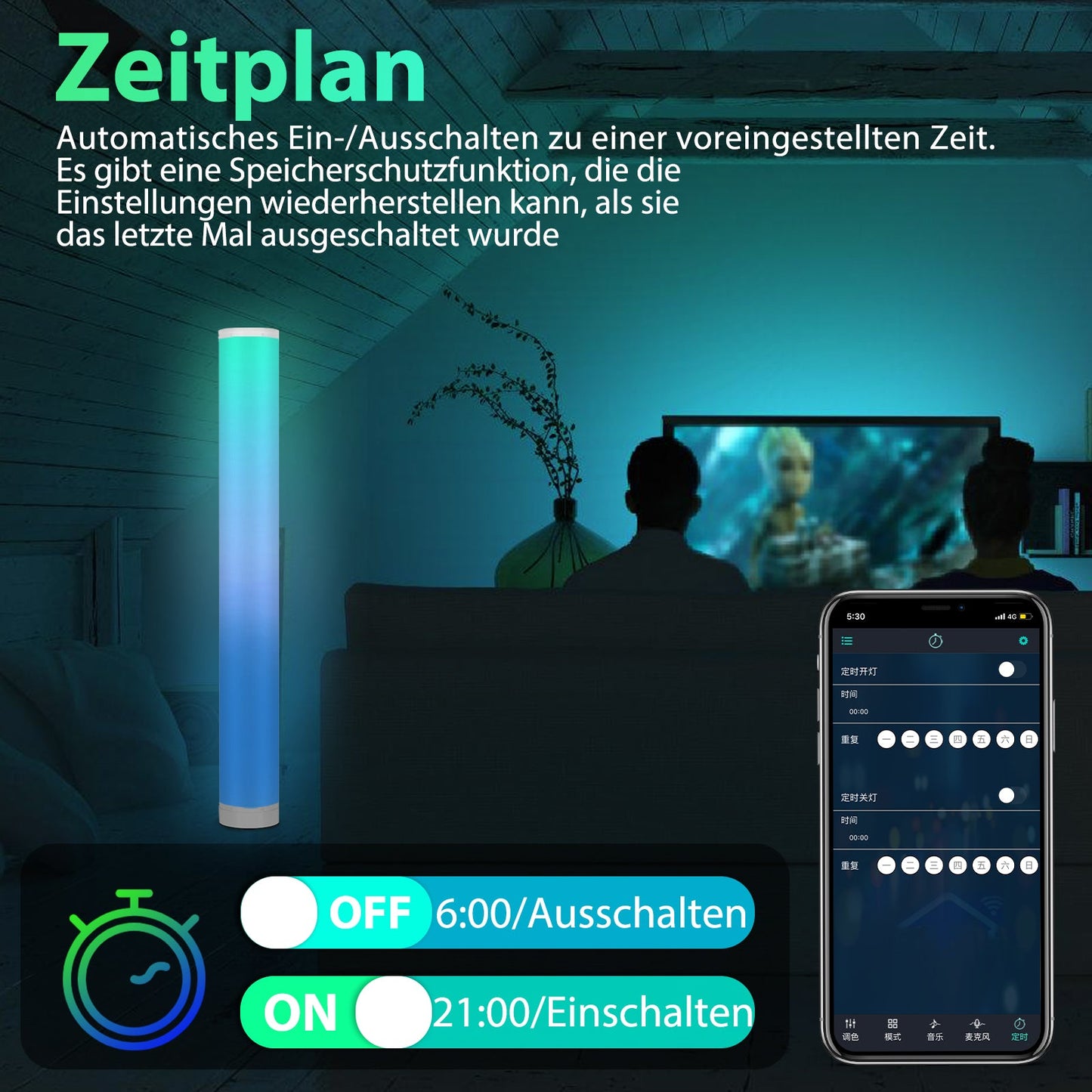 2X LED Stehlampe RGB Dimmbar mit Fernbedienung 6W