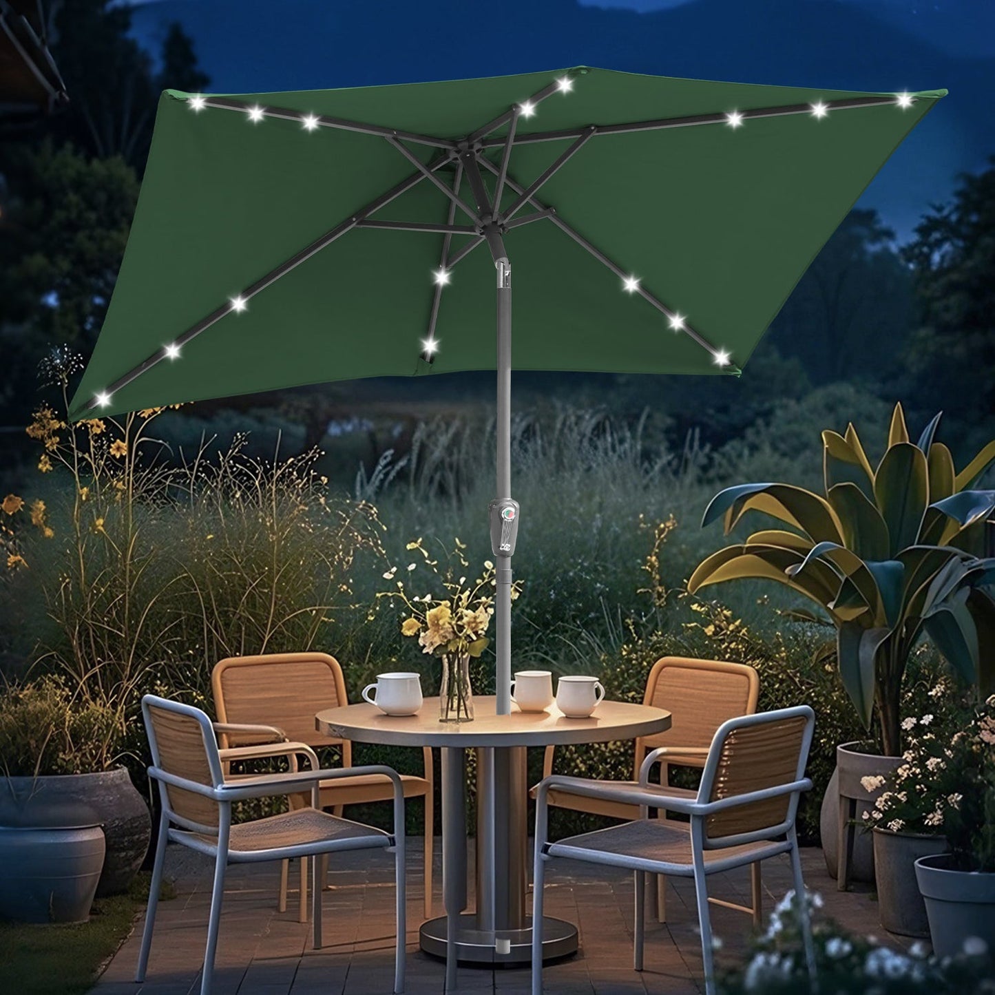 Sonnenschirm 210x140 / 300x200cm Rechteckig mit LED Solar