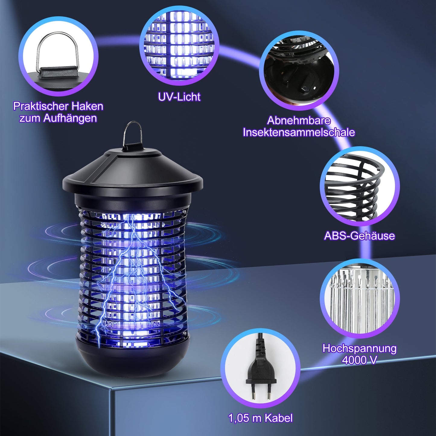 Elektrisch Mückenlampe Insektenvernichter UV-Licht