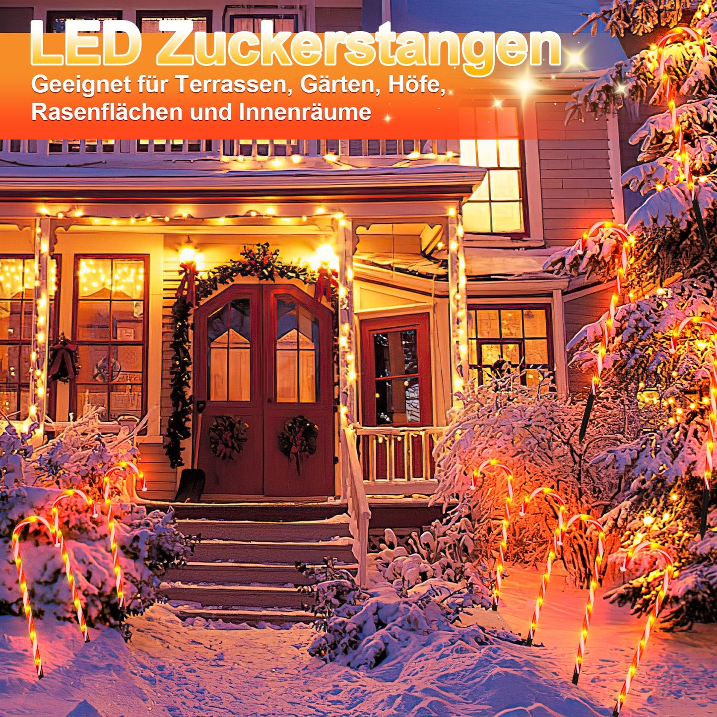 4x LED Zuckerstangen Weihnachtsdeko Außenleuchte