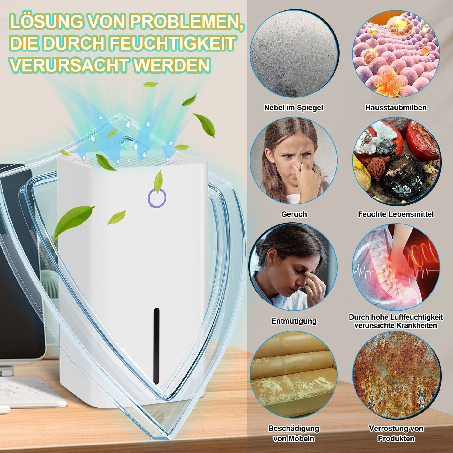 Luftentfeuchter 850ml Mini-Entfeuchter Tragbarer