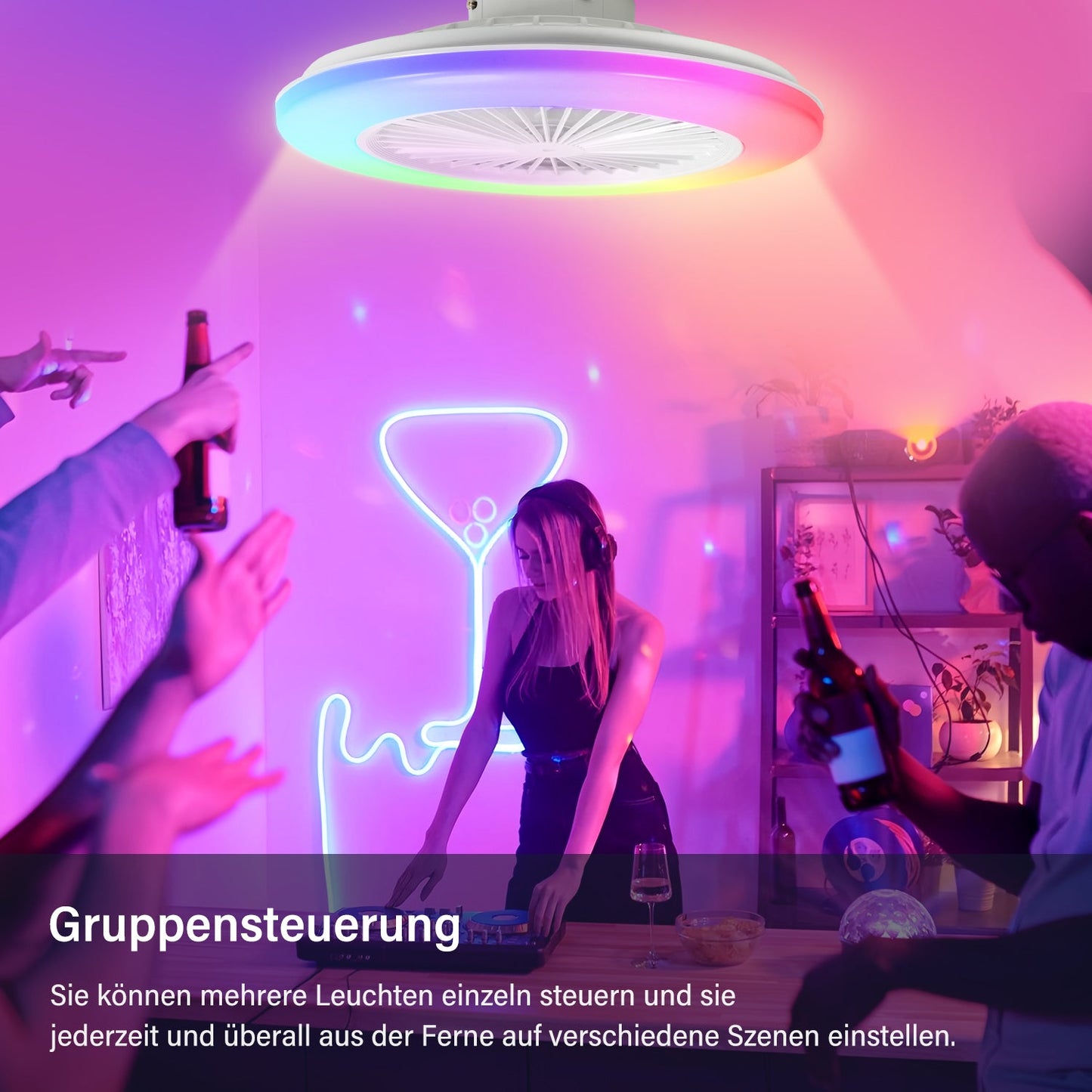 Deckenventilator mit Beleuchtung RGB mit Fernbedienung