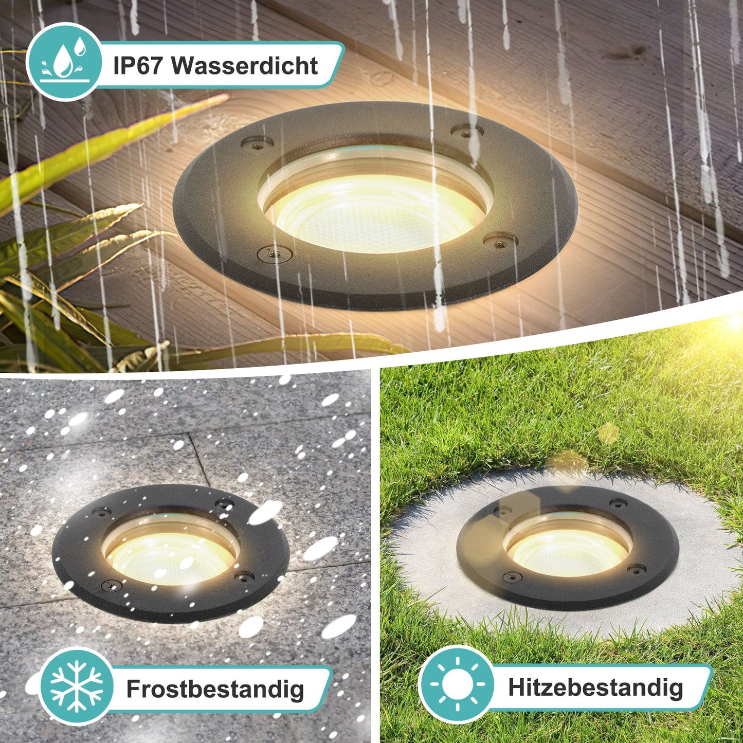 LED Bodeneinbaustrahler 3W Warmweiß mit Mattierten Ersatzlinsen
