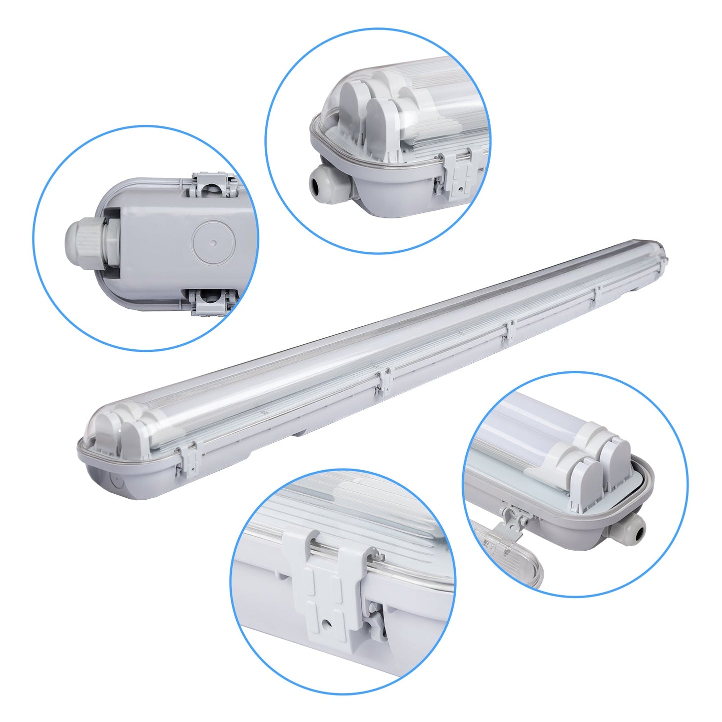 LED Feuchtraumleuchte Doppelt T8 Kaltweiß 18W/24W