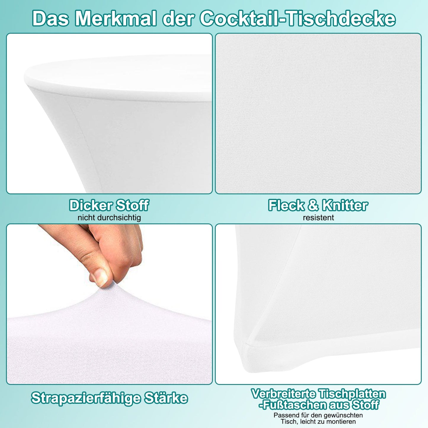 Stehtischhusse Stretch Tischdecke Weiß