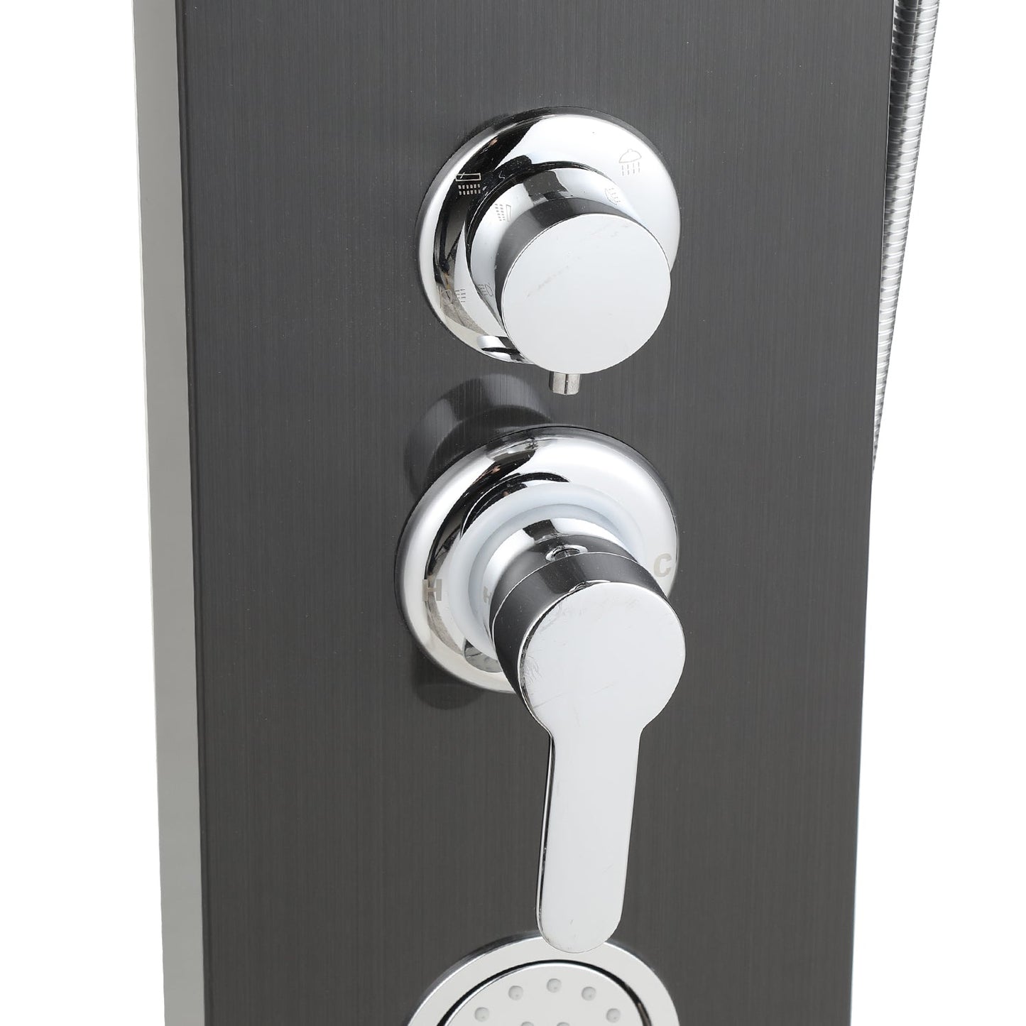 Duschpaneel Wandduschpaneel 5 Funktionen Edelstahl Schwarz