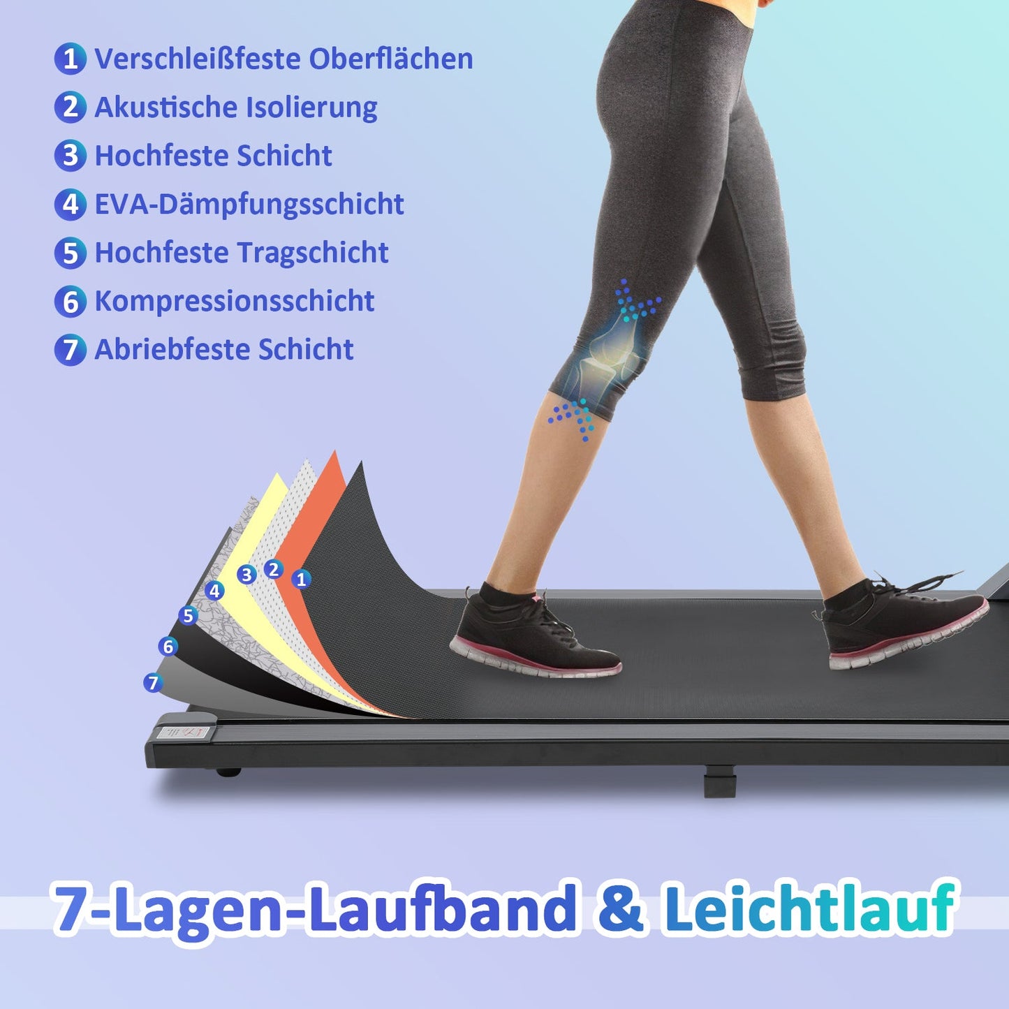 Laufband für Zuhause mit LED-Anzeige Fernbedienung und App Steuerung