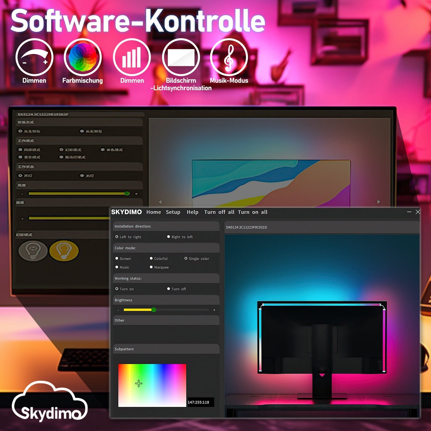 Neon LED Strip RGBIC LED Streifen für PC-Monitor
