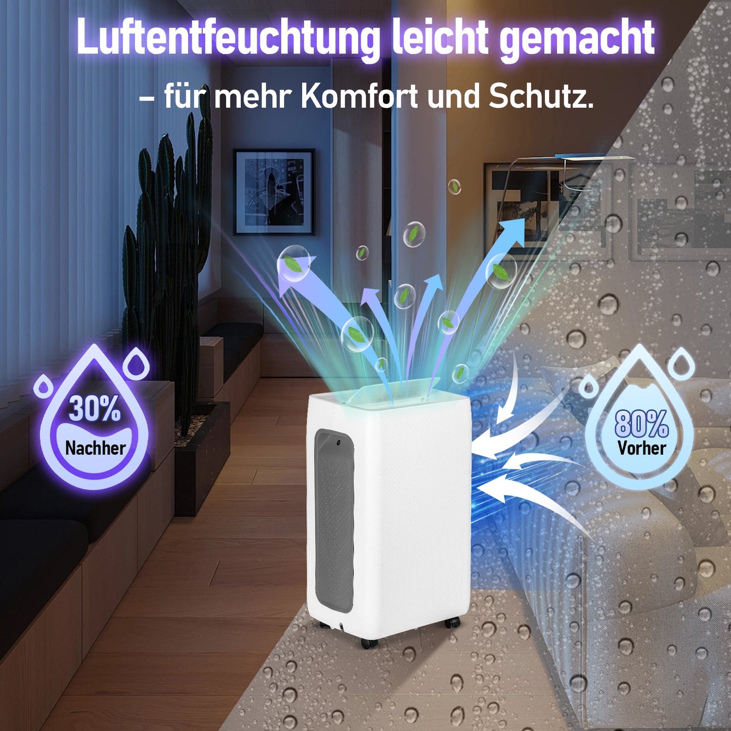 Luftentfeuchter 26L mit Timerfunktion, Wäschetrockungsfunktion, Abtaufunktion