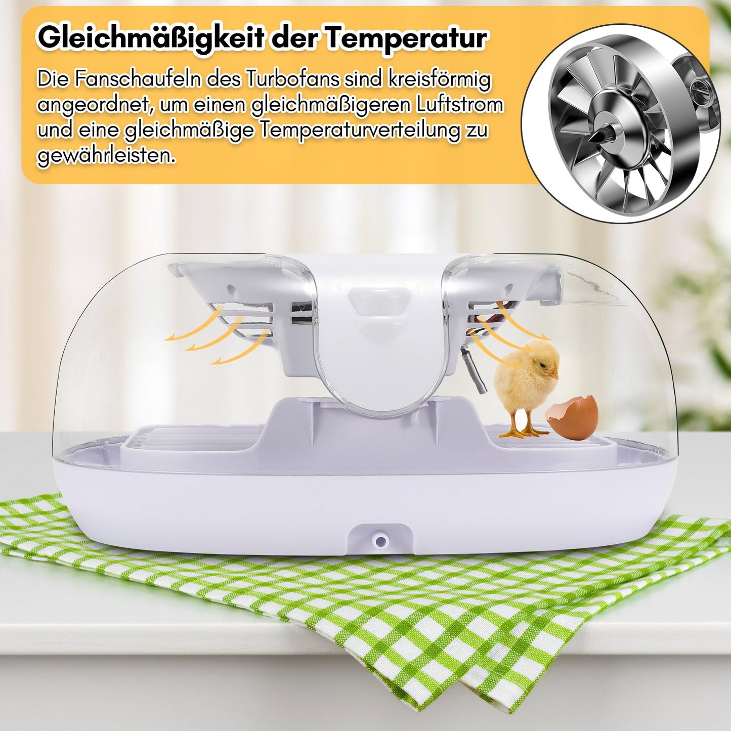 Brutautomat Vollautomatisch Inkubator für Hühner 16 Eier