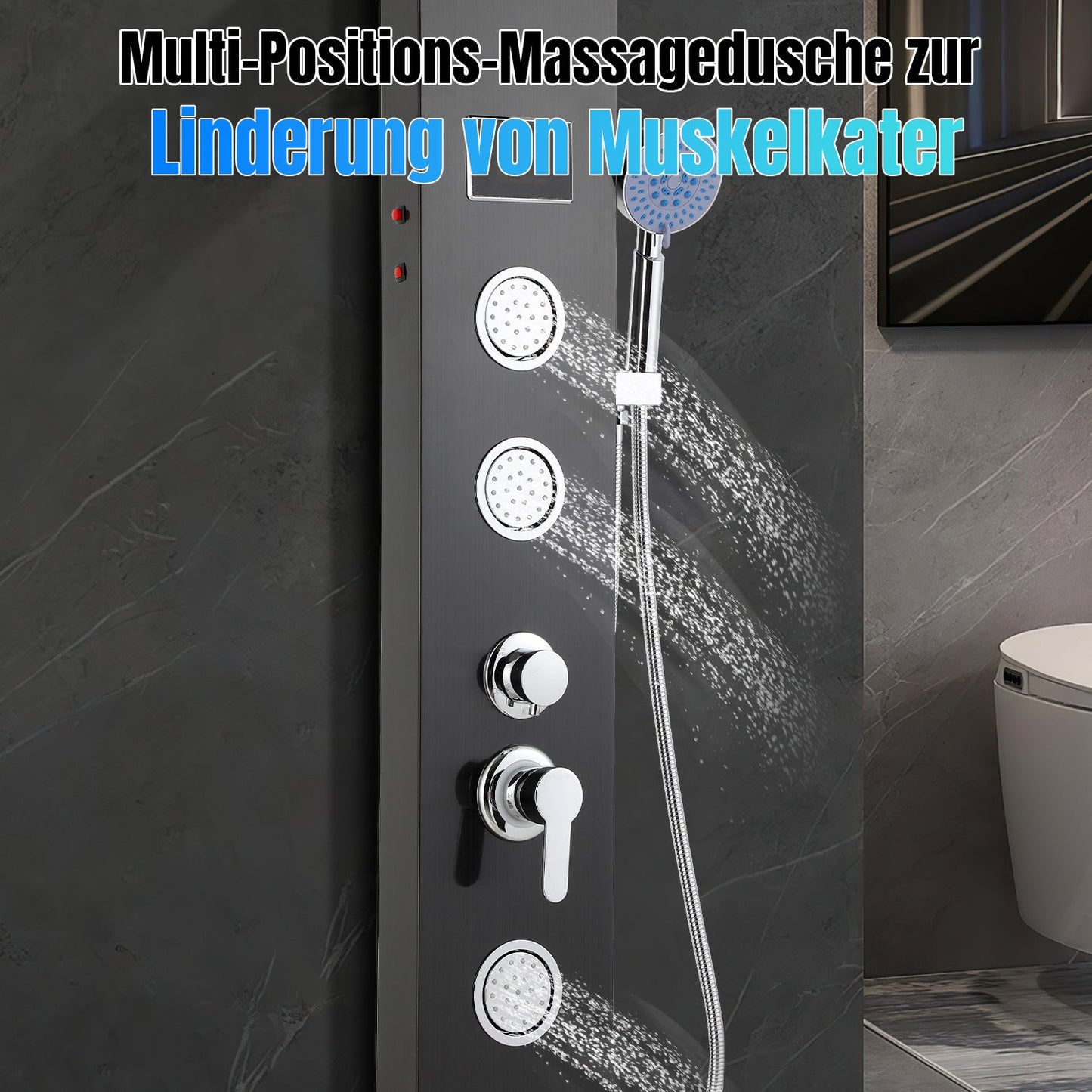 Duschpaneel Wandduschpaneel 5 Funktionen Edelstahl Schwarz