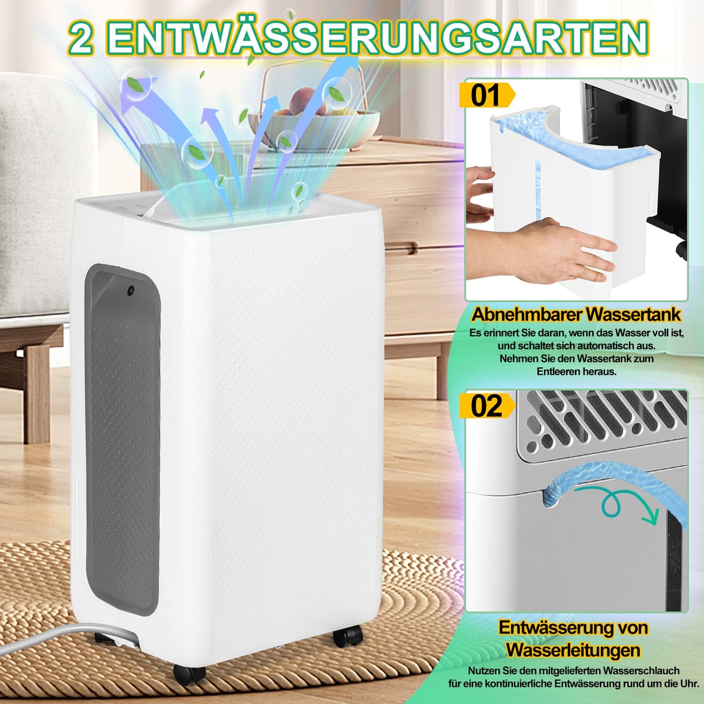Luftentfeuchter 26L mit Timerfunktion, Wäschetrockungsfunktion, Abtaufunktion