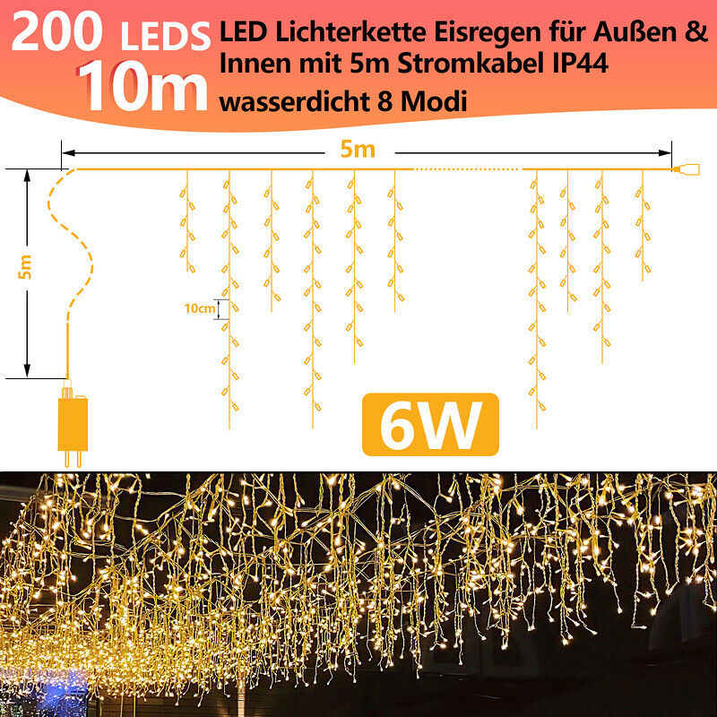 LED Eisregen Lichterkette 200/400/600 LEDs