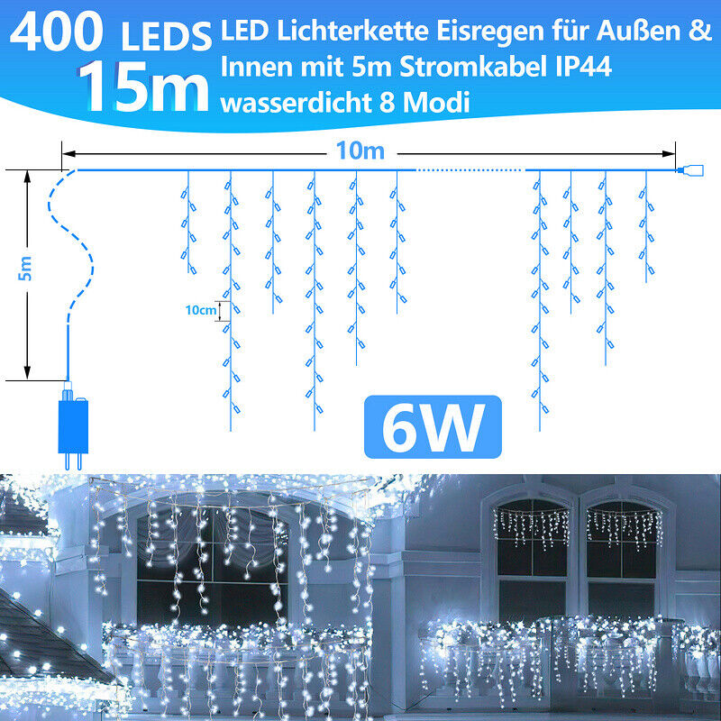 LED Eisregen Lichterkette 200/400/600 LEDs