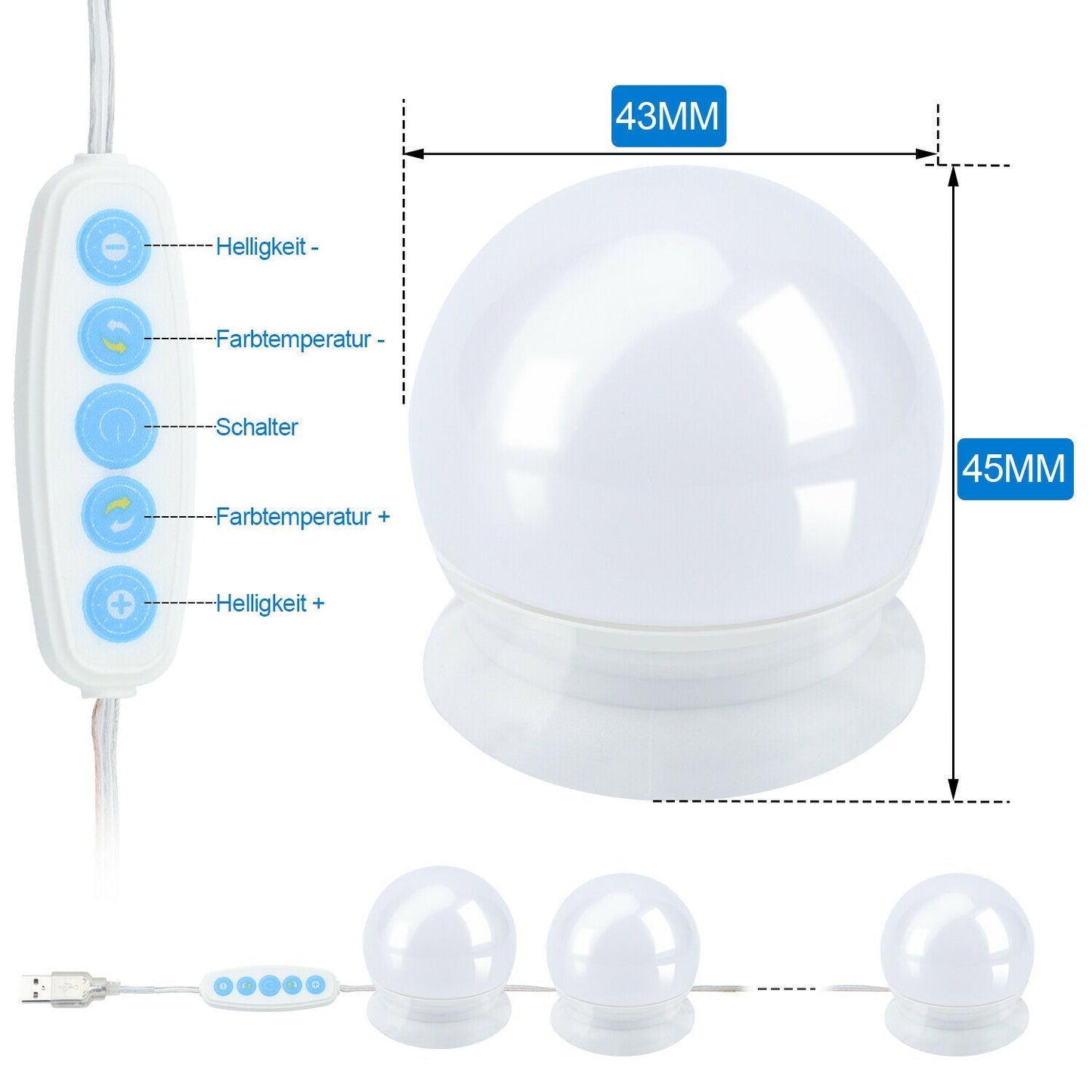 LED Spiegelleuchte Dimmbar 10X
