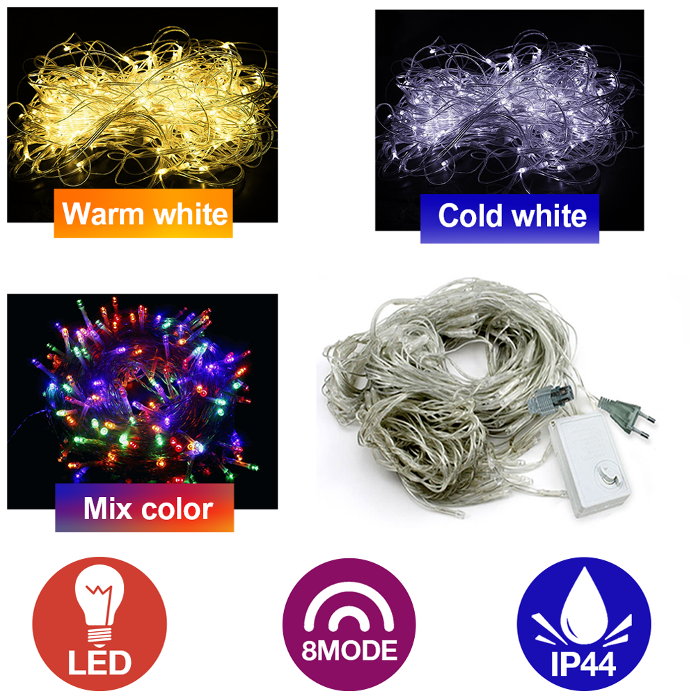 3 * 2M LED Lichternetz Lichterkette mit 204 LEDs Weihnachten mit Steuerbox Netz-ineinander greifen