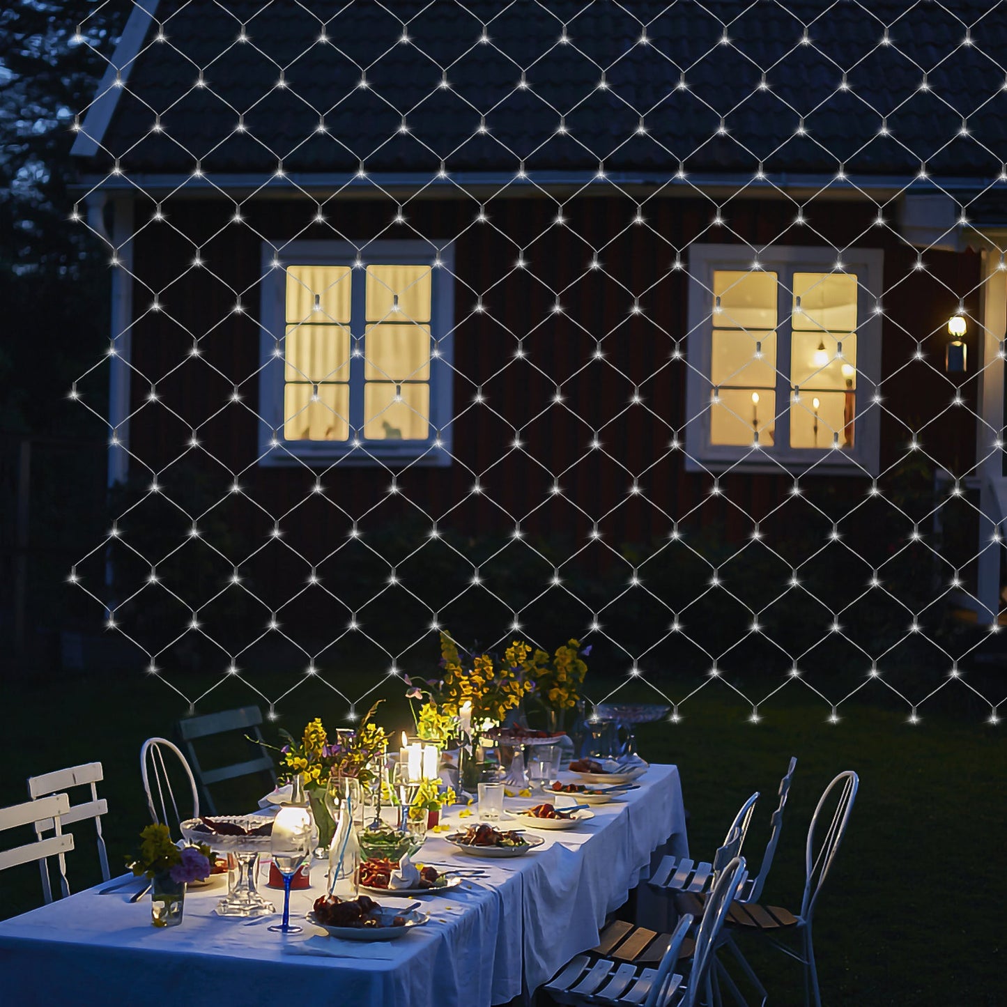 3 * 2M LED Lichternetz Lichterkette mit 204 LEDs Weihnachten mit Steuerbox Netz-ineinander greifen