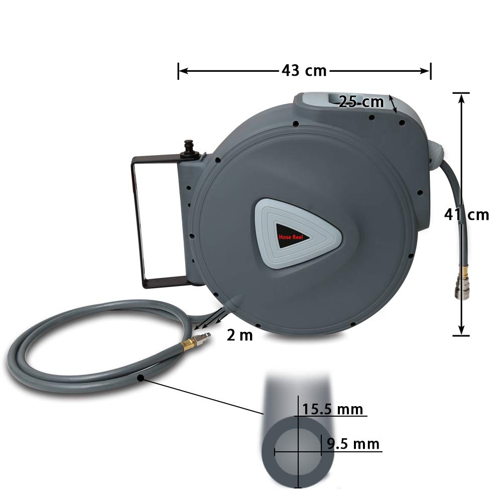 Druckluftschlauch 30m PVC-Gewebe Schlauchaufroller 2m Anschlusschlauch