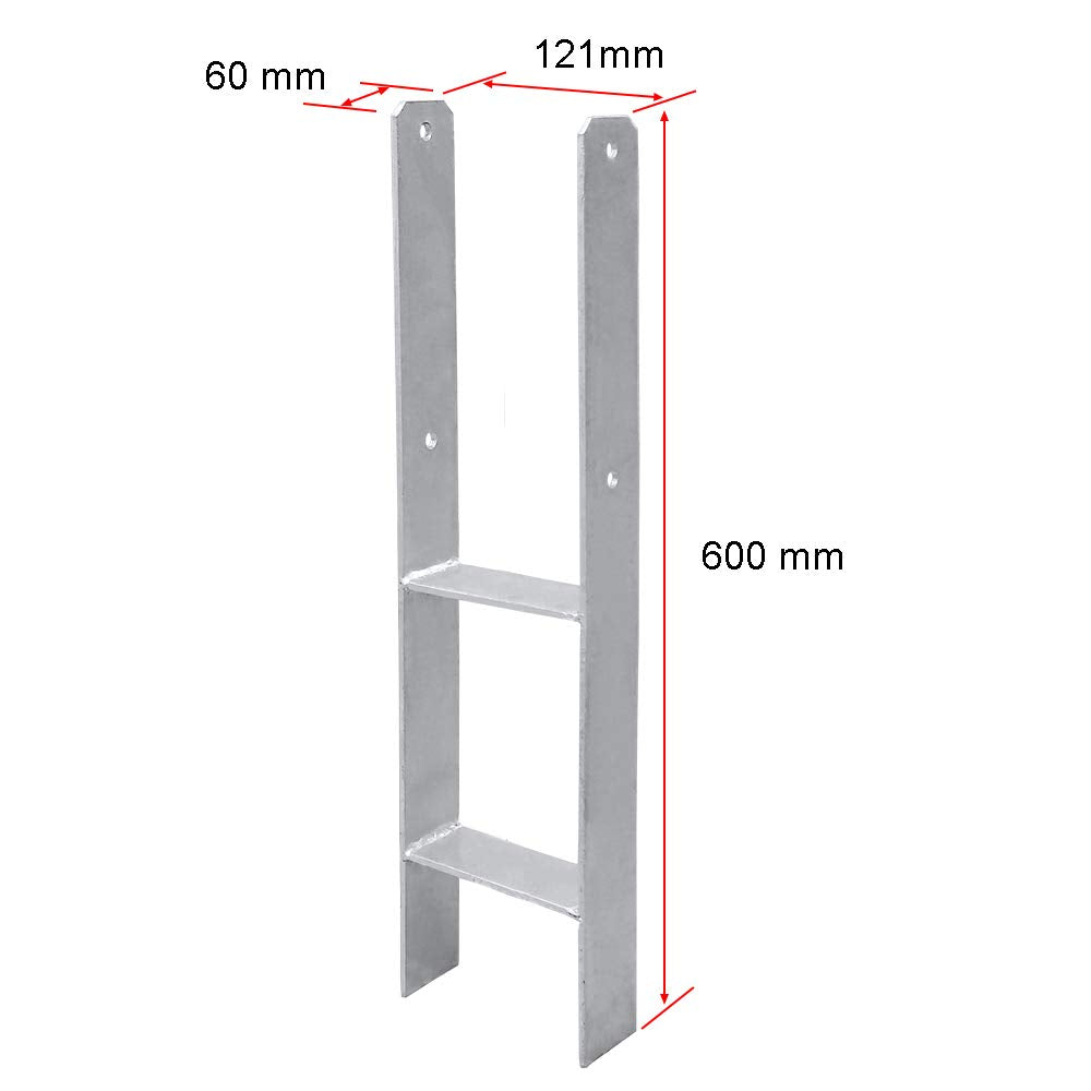 H-Anker 121 mm Pfostenanker Pfostenschuhe Feuerverzinkt (Ohne Schrauben)